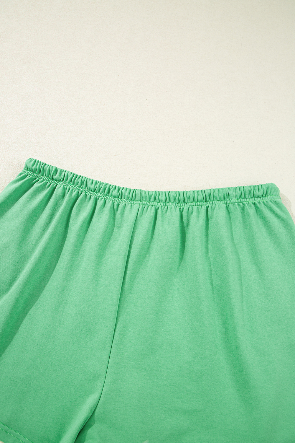Plus Size Set, Mint Green, V Neck Tee, Patched Pocket, Drawstring Shorts, Casual Wear, Summer Outfit, Soft and Breathable, Women's Loungewear, Stylish, Comfortable, Daily Wear, Solid Color, High Waist Shorts - Detail View 8