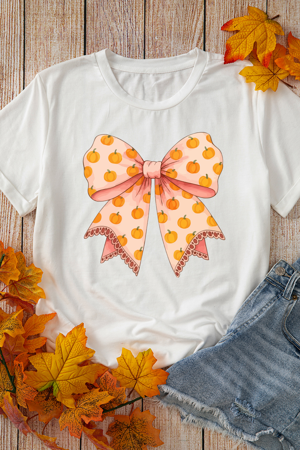 Chic and Comfortable Women's Short Sleeve T-Shirt - Perfect for Fall Celebrations - Detail View 3