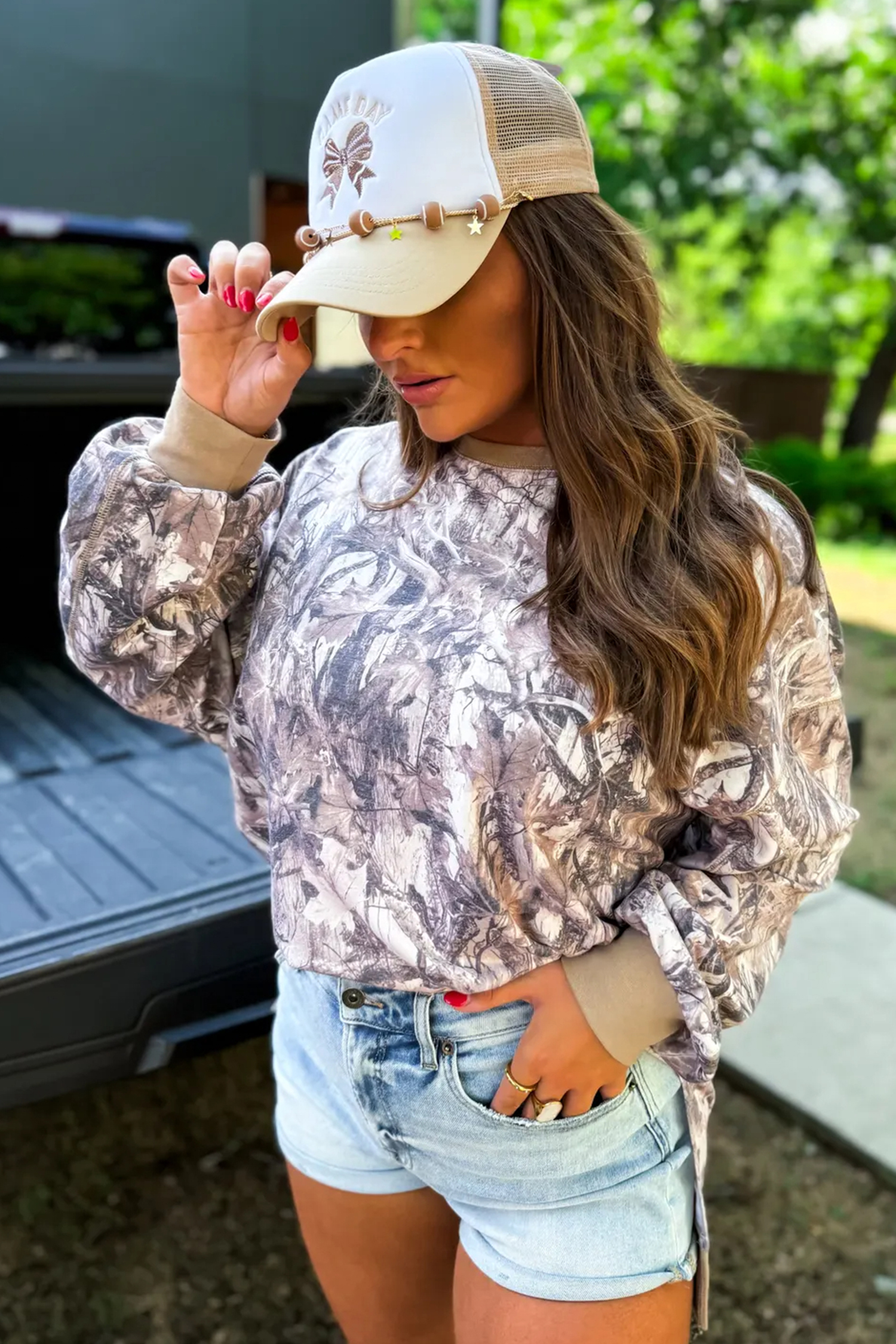 Casual Camo Tunic Sweatshirt for Women, Long Sleeve Top - Detail View 6