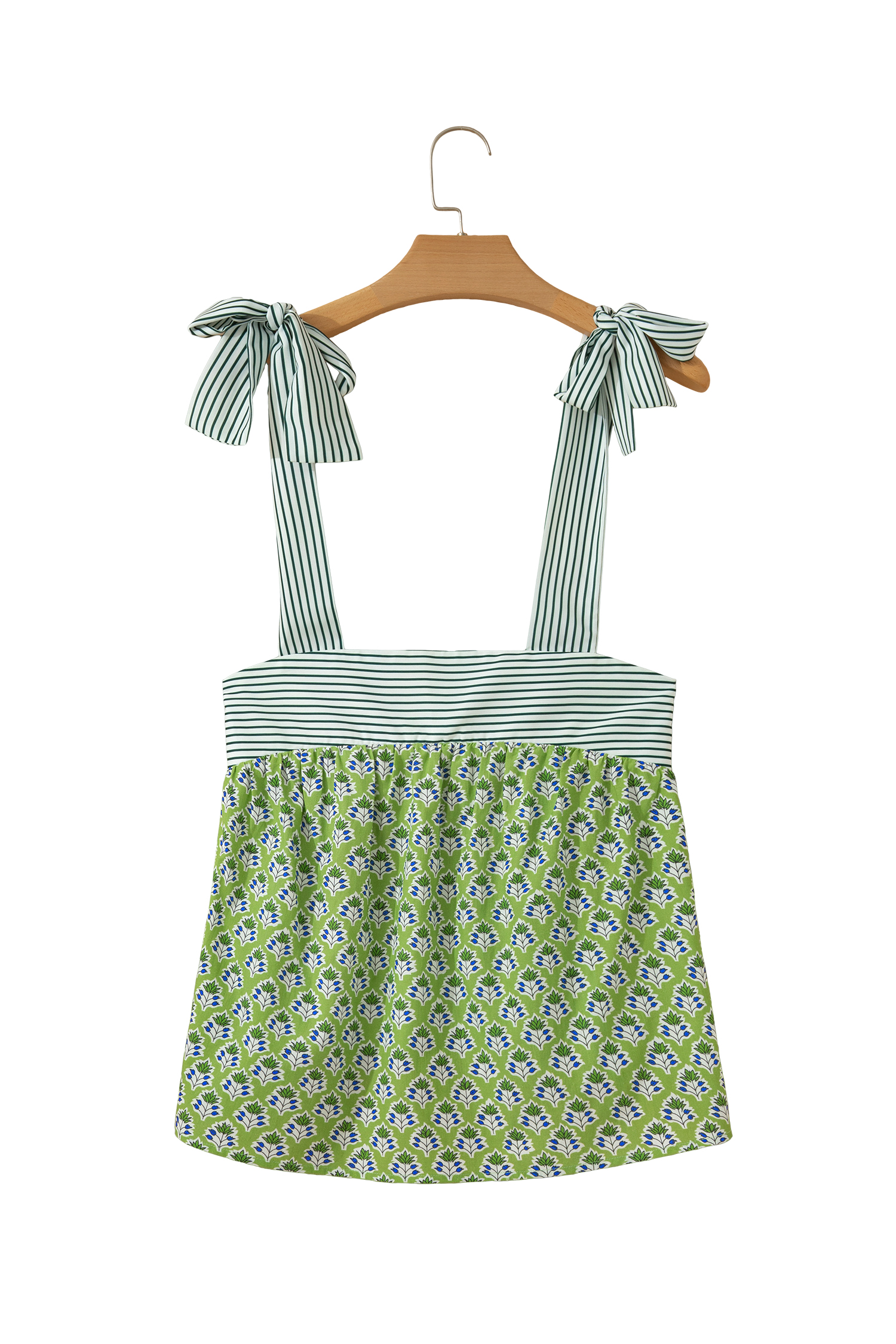 Chic Floral Patchwork Swing Top for Women – Stylish Summer Gift, Green Sleeveless Tank - Detail View 6