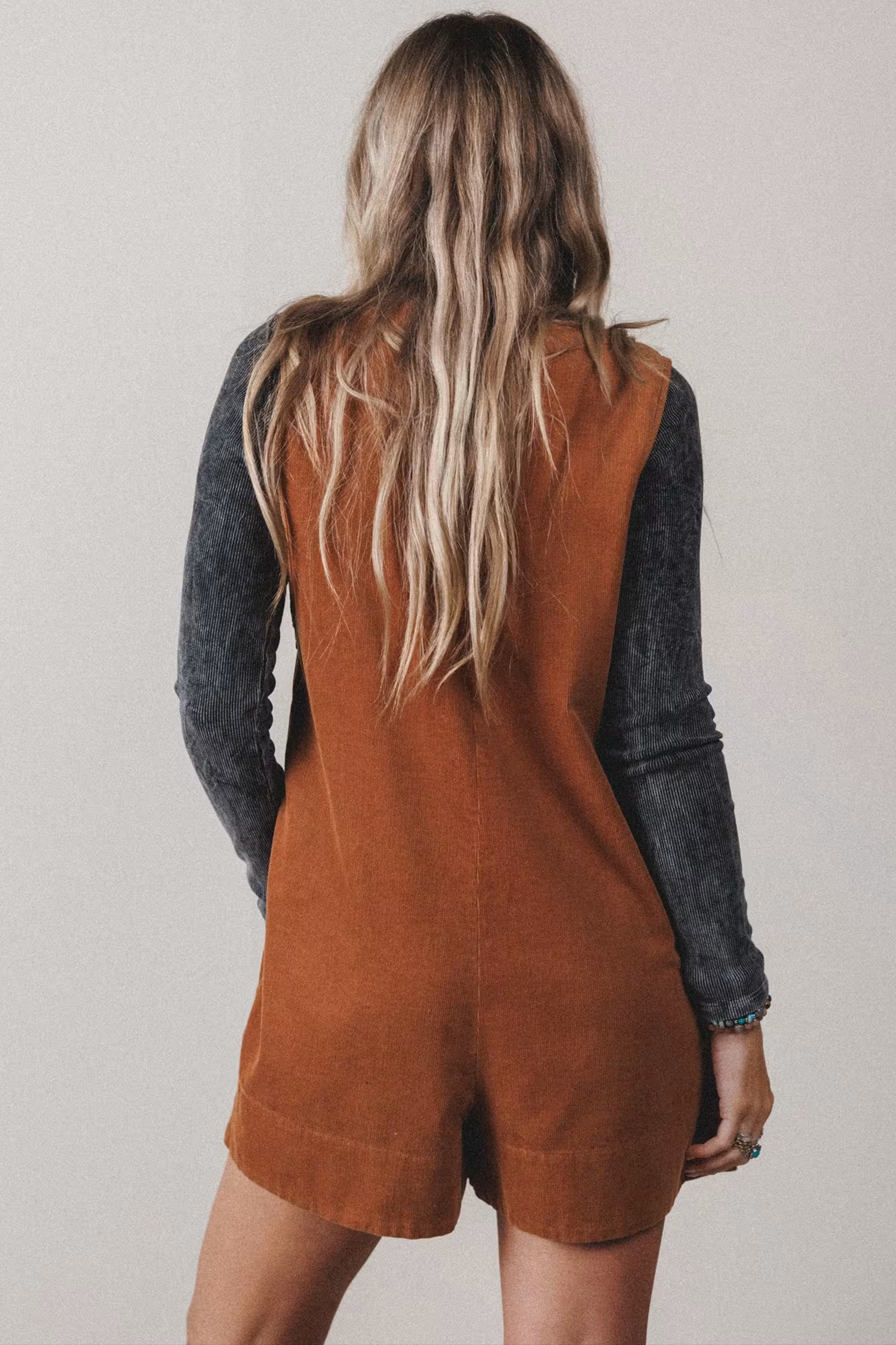 Women's Sleeveless Corduroy Romper – Autumn Daily Casual Wear - Detail View 6
