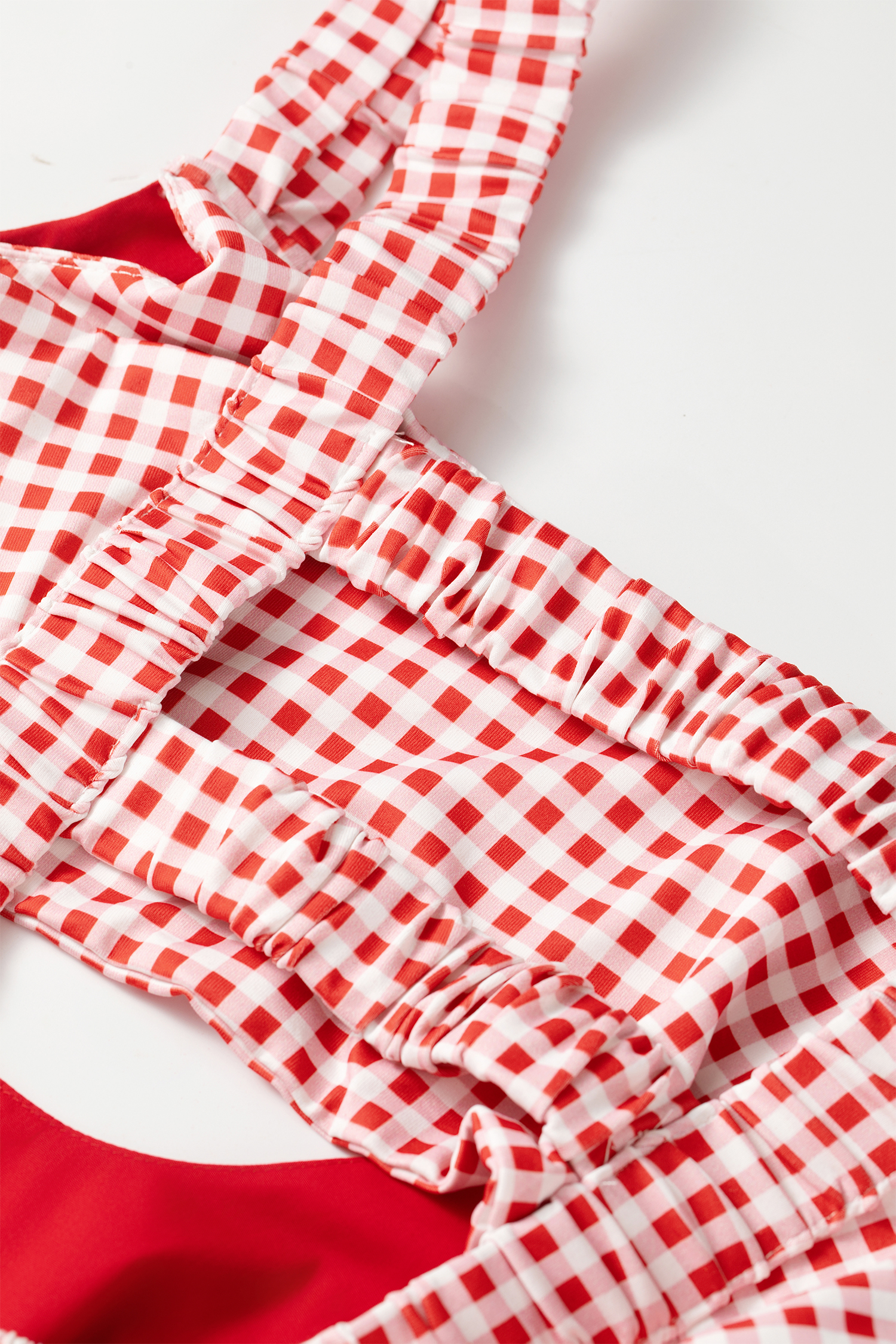 Women's Red Gingham Patchwork Dress – Summer Holiday Gift - Detail View 9