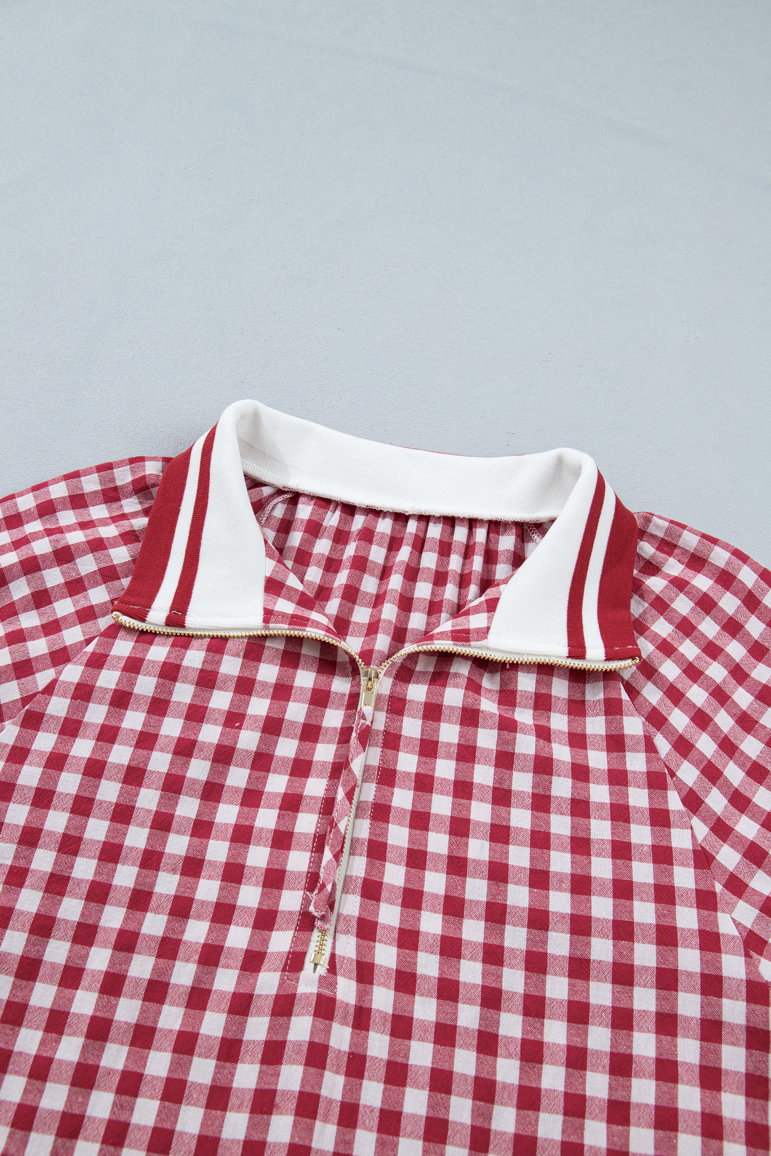 Women's Gingham Puff Sleeve Top – Casual Daily Gift Idea - Detail View 6