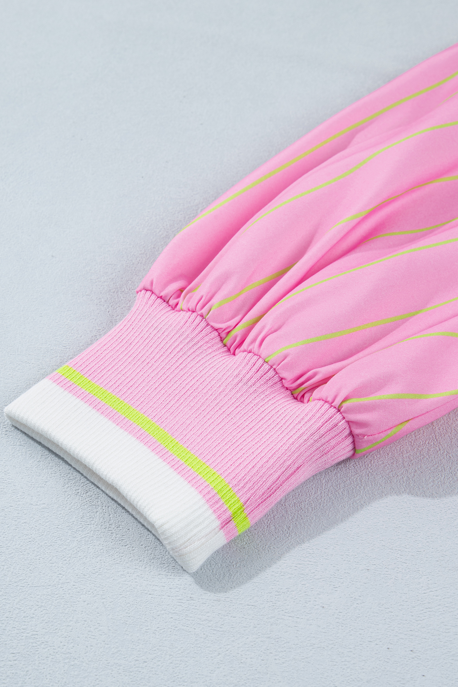 Women's Pink Striped V-Neck Blouse – Casual Half Sleeve Shift Top with Zipper Detail - Detail View 10