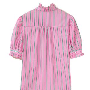 Women's Striped Puff Sleeve Blouse – Casual Office Top - Main View