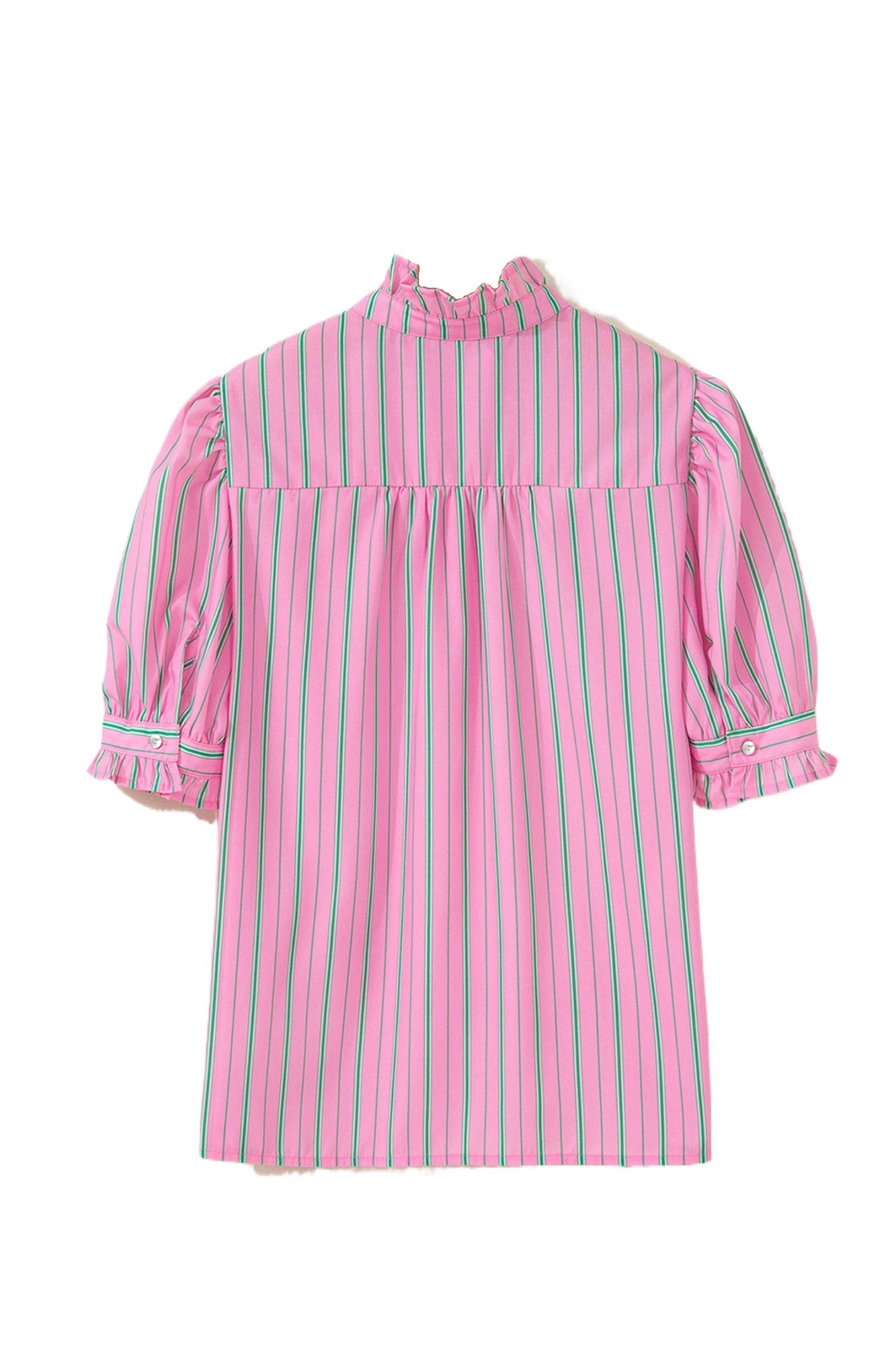 Women's Striped Puff Sleeve Blouse – Casual Office Top - Main View