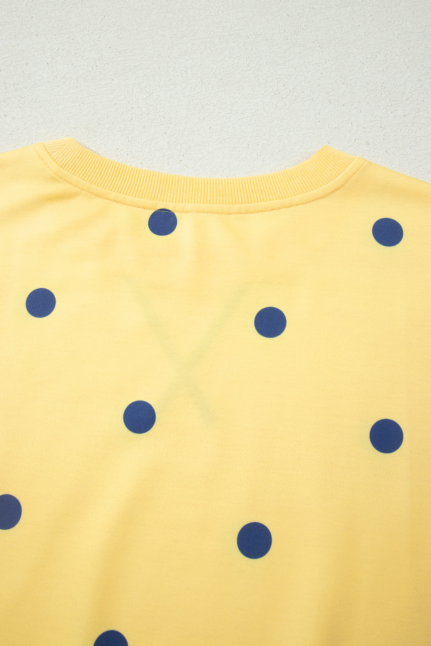 Women's Relaxed Yellow Polka Dot Tee – Oversize Short Sleeve Shirt with Crossed Seam Detail, Gift for Her - Detail View 6