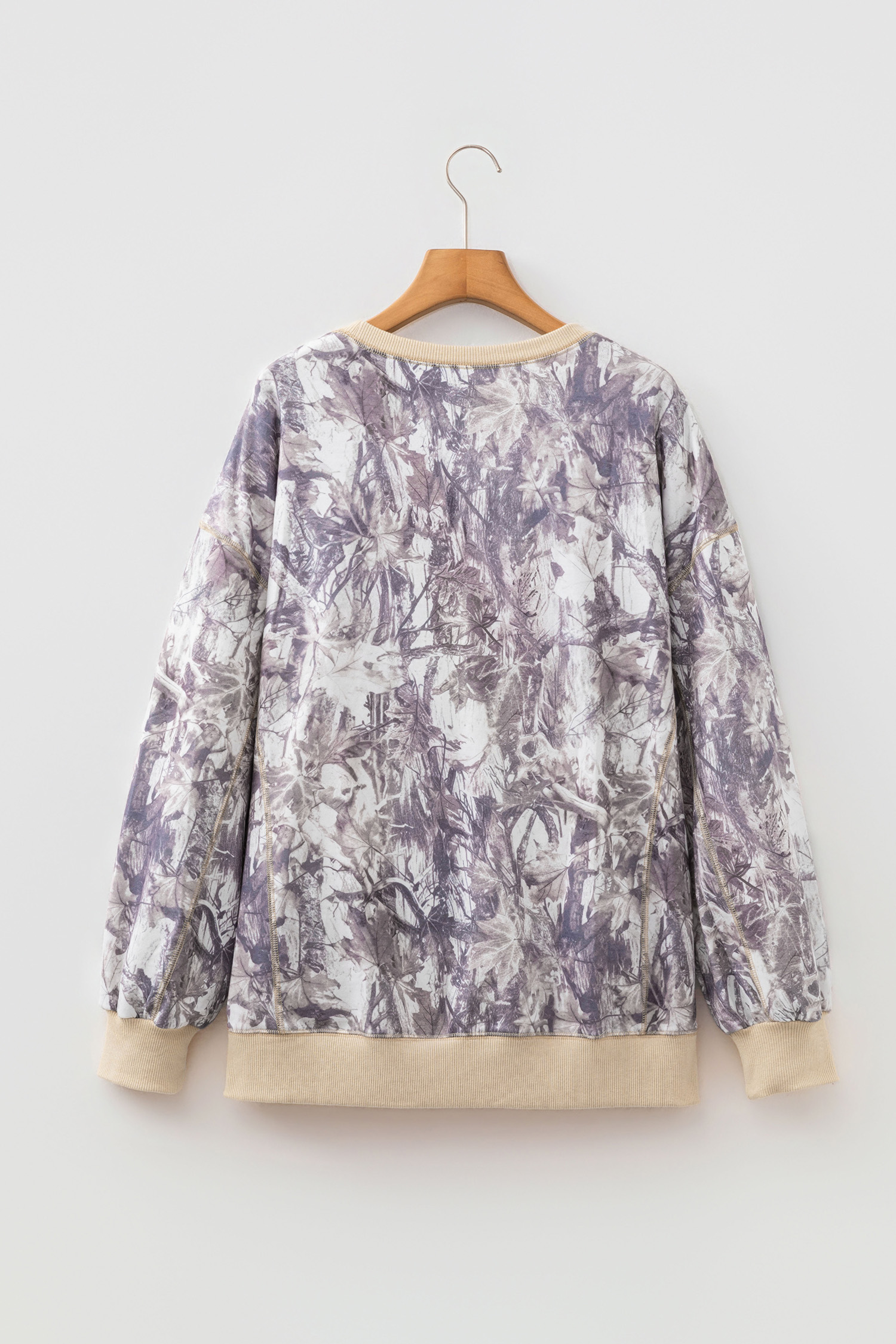 Women's Abstract Print Camo Sweatshirt, Side Split Tunic - Detail View 8
