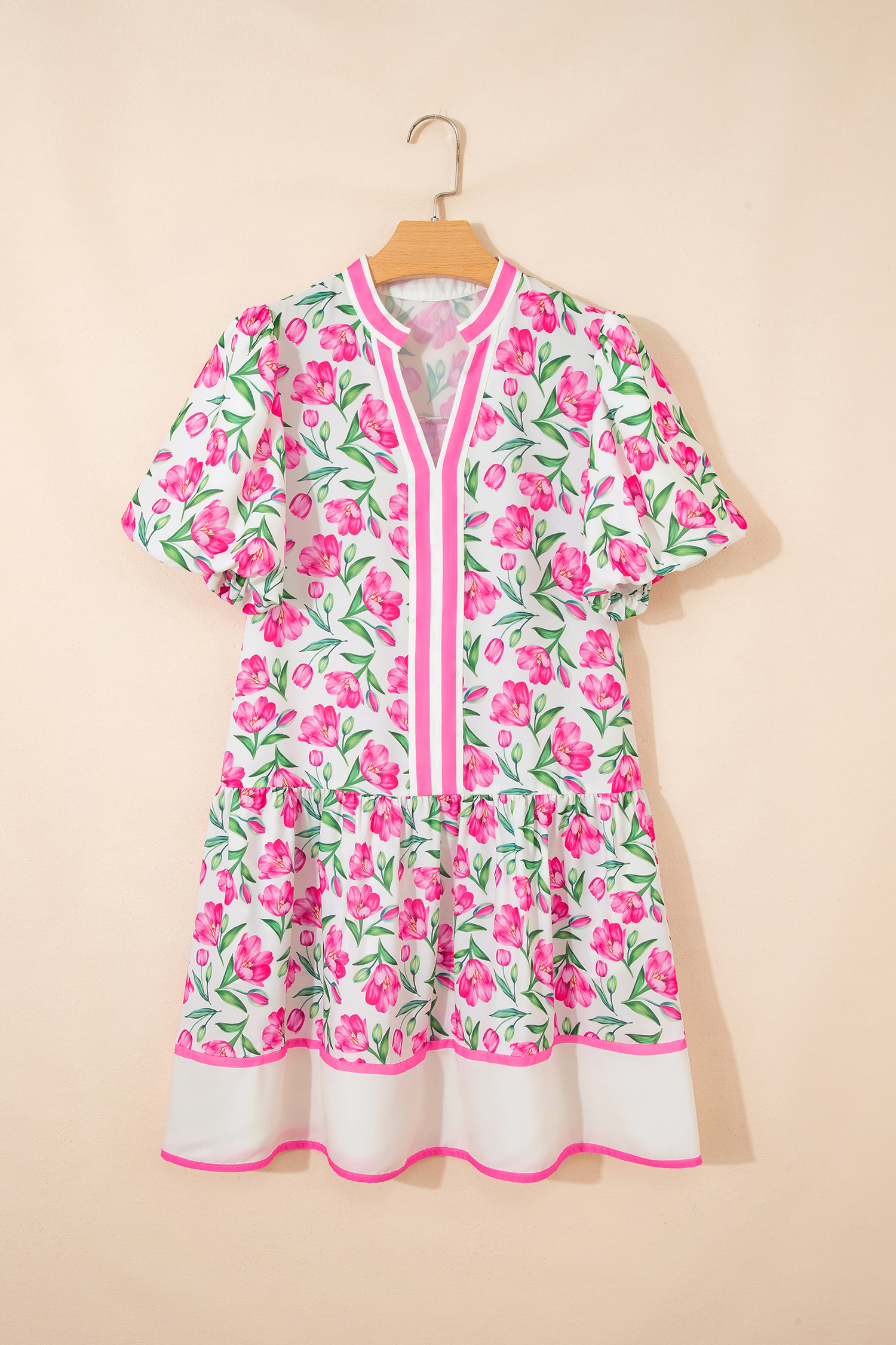 Boho Floral Short Dress for Women – Lightweight Summer Vacation Shift Dress, Easter Ready - Detail View 5