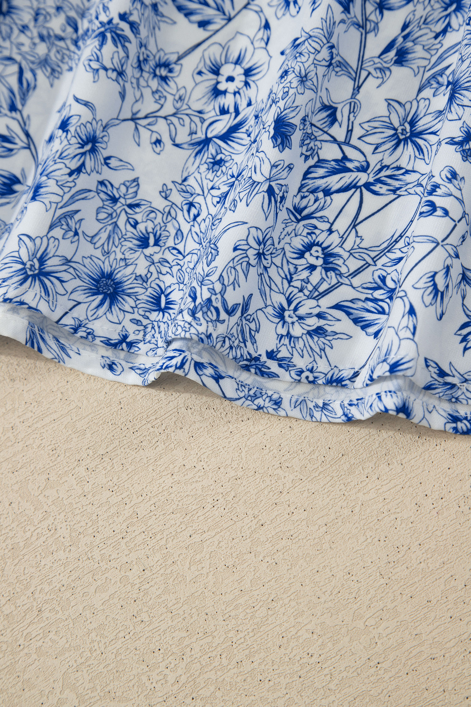 Women's Sky Blue Floral Maxi Dress – Knot Strap Square Neck Summer A-Line Dress - Detail View 13