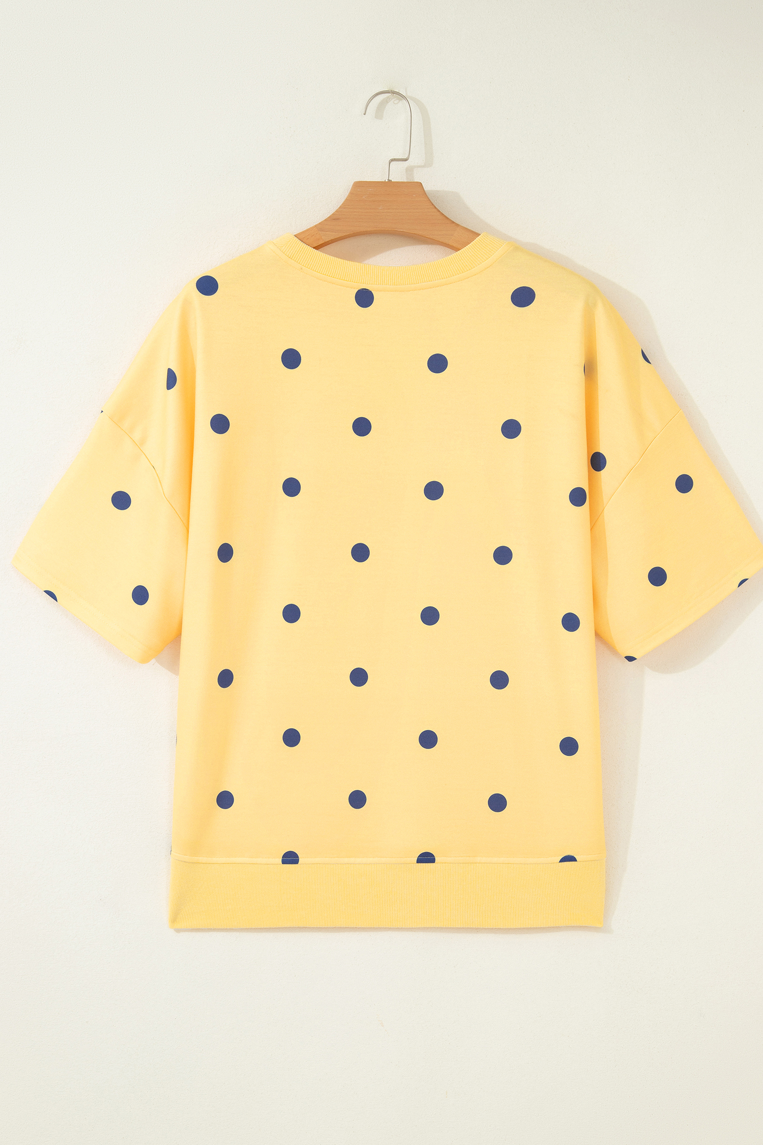 Women's Summer Polka Dot T-Shirt – Loose Fit Yellow Short Sleeve Top, Chic Casual Style - Detail View 5