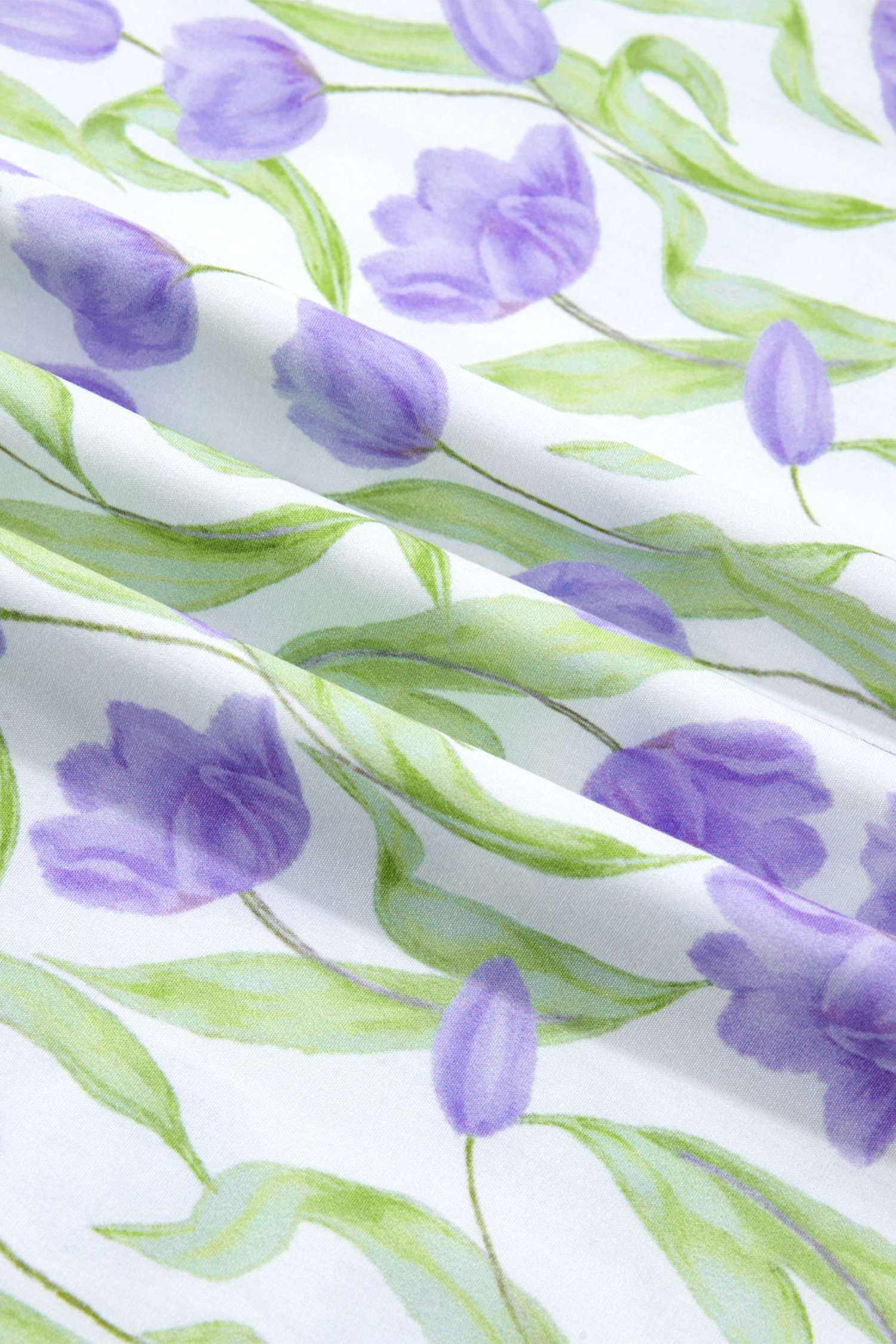 Women's Purple Tulip Floral Midi Dress – Short Sleeve High Waist A-Line Casual Summer Dress - Detail View 7