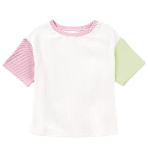 Women's Corded Colorblock Tee – Casual Short Sleeve Top - Main View