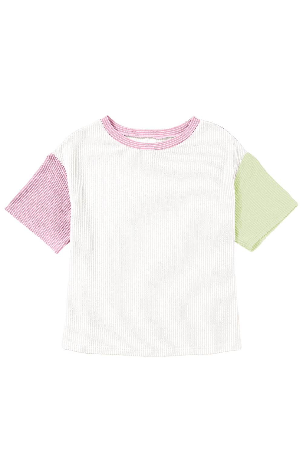 Women's Corded Colorblock Tee – Casual Short Sleeve Top - Main View