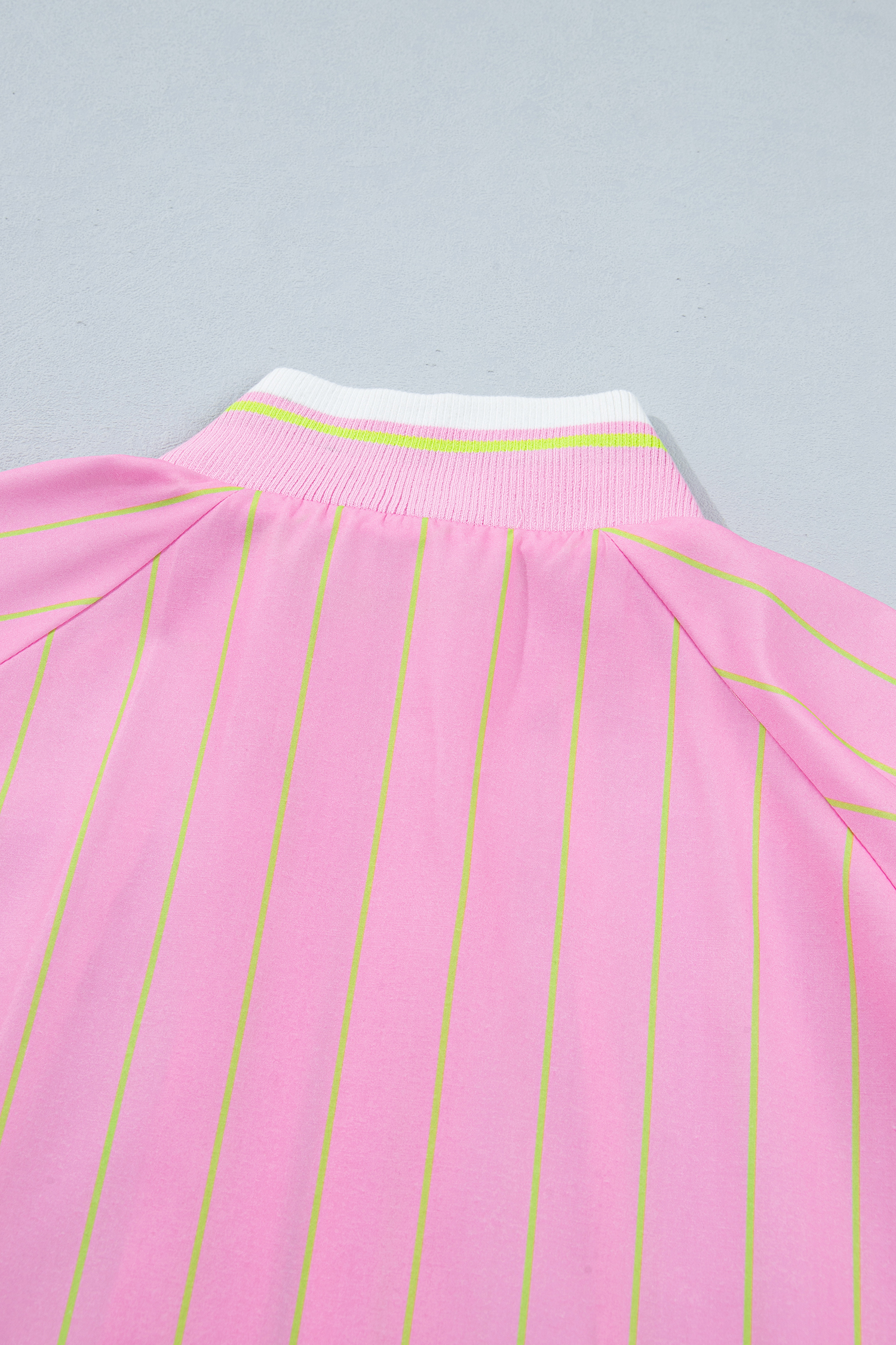 Women's Striped V-Neck Summer Blouse - Pink Half Sleeve Shift Top for Daily Wear - Detail View 8