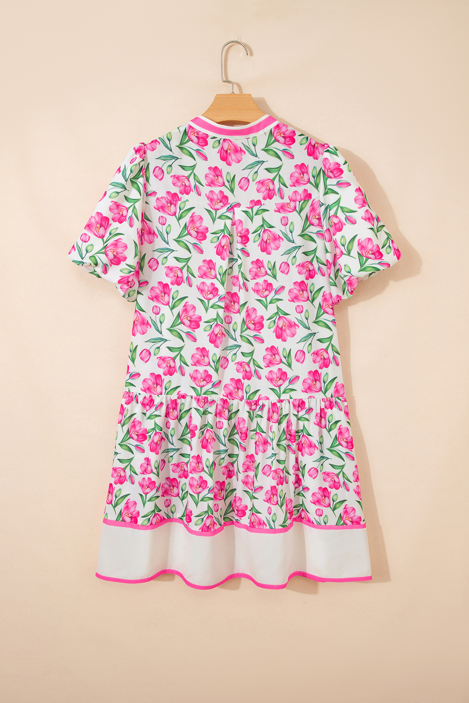 Chic Women's Multicolour Floral Dress – A-Line Short Sleeve Casual Dress, Gift for Her - Detail View 6