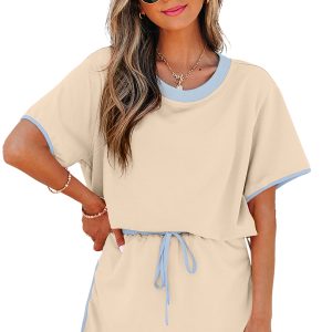 Women's 2-Piece Summer Skort Set – Casual Drop Shoulder T-Shirt and High Waist Skirt - Main View
