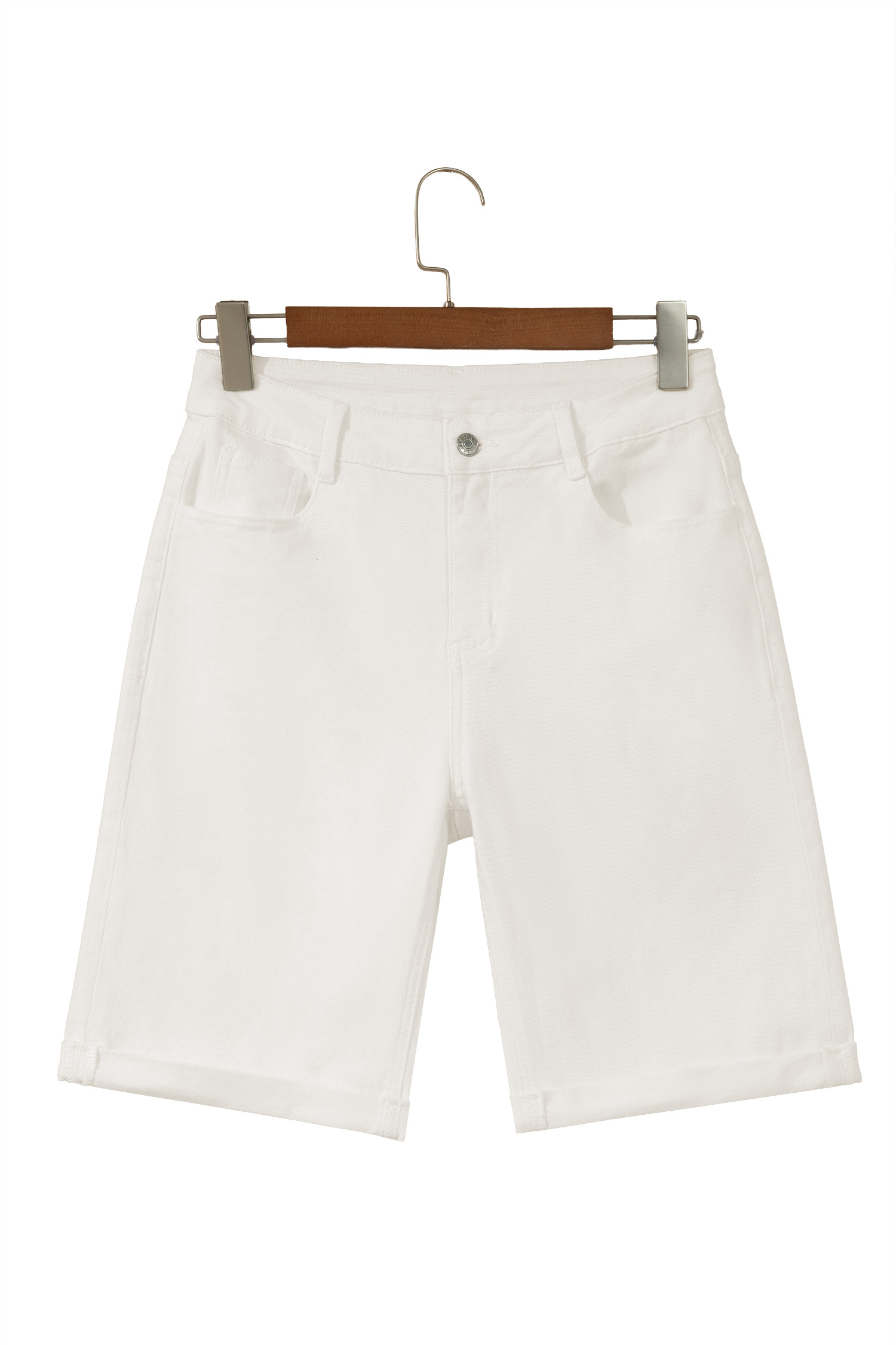 White High Waist Bermuda Shorts for Women – Essential Summer Casual Denim Gift - Detail View 3