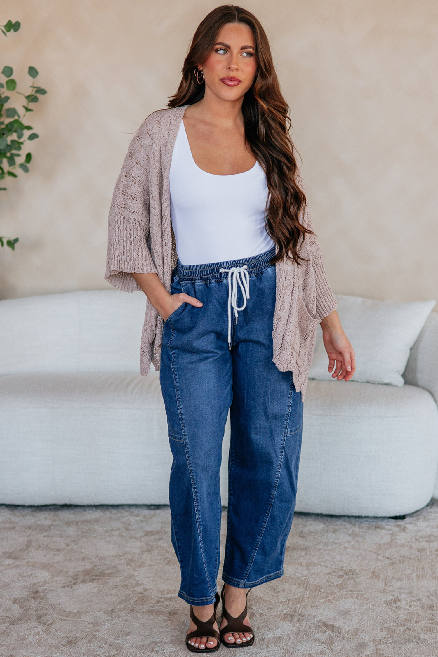 Women's Old Rose Knit Cardigan – Soft Casual Sweater Gift - Detail View 6