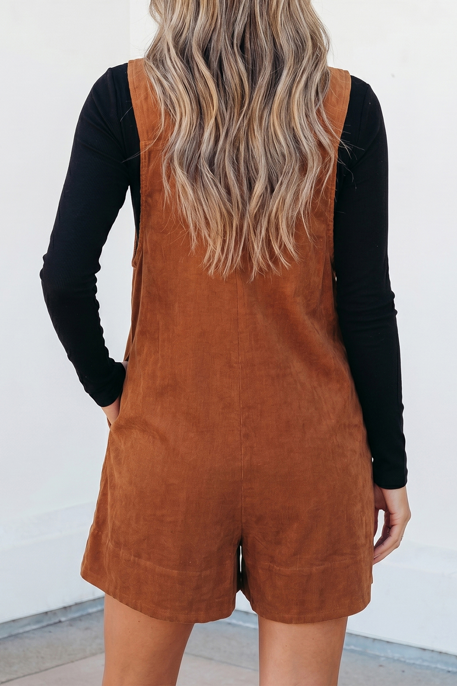 Casual Corduroy Romper for Women – Sleeveless V-Neck Jumpsuit - Detail View 2