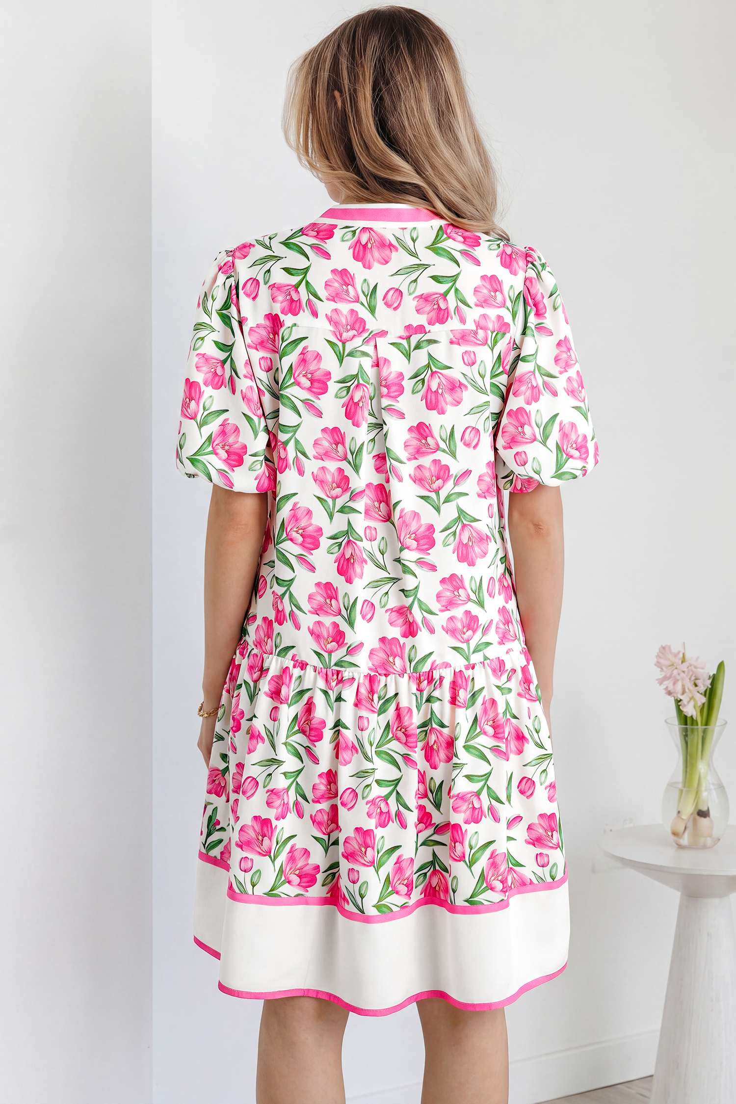 Boho Floral Short Dress for Women – Lightweight Summer Vacation Shift Dress, Easter Ready - Detail View 2
