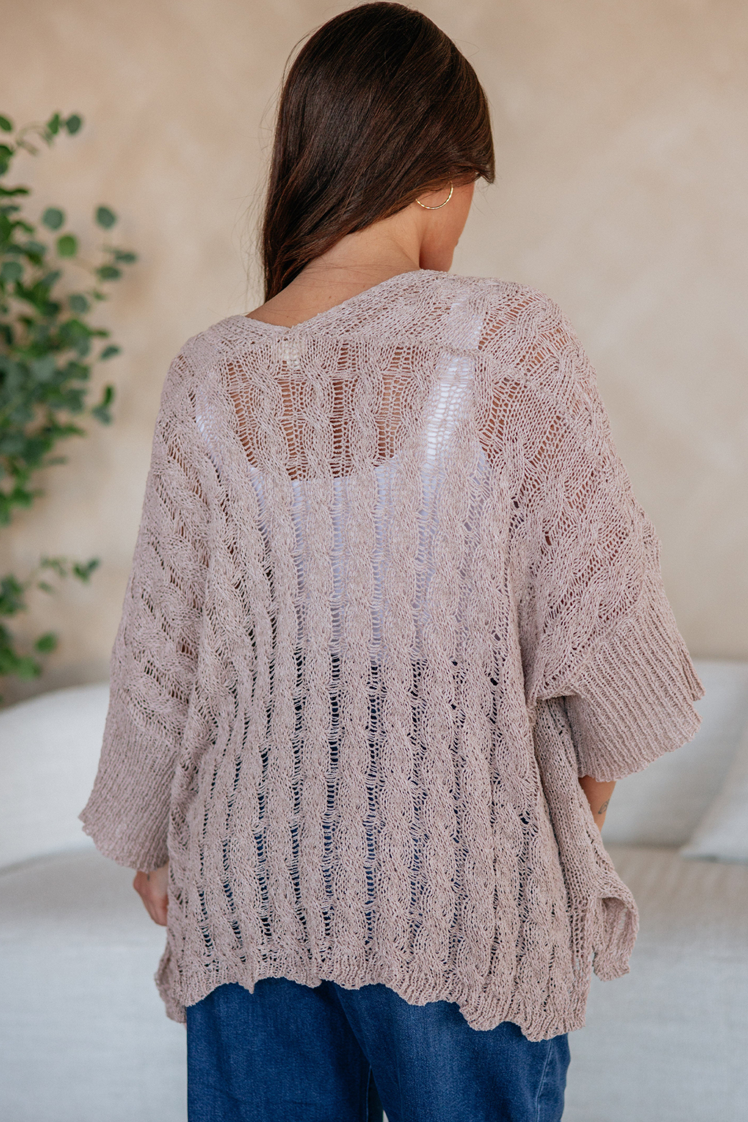 Women's Old Rose Knit Cardigan – Soft Casual Sweater Gift - Detail View 3