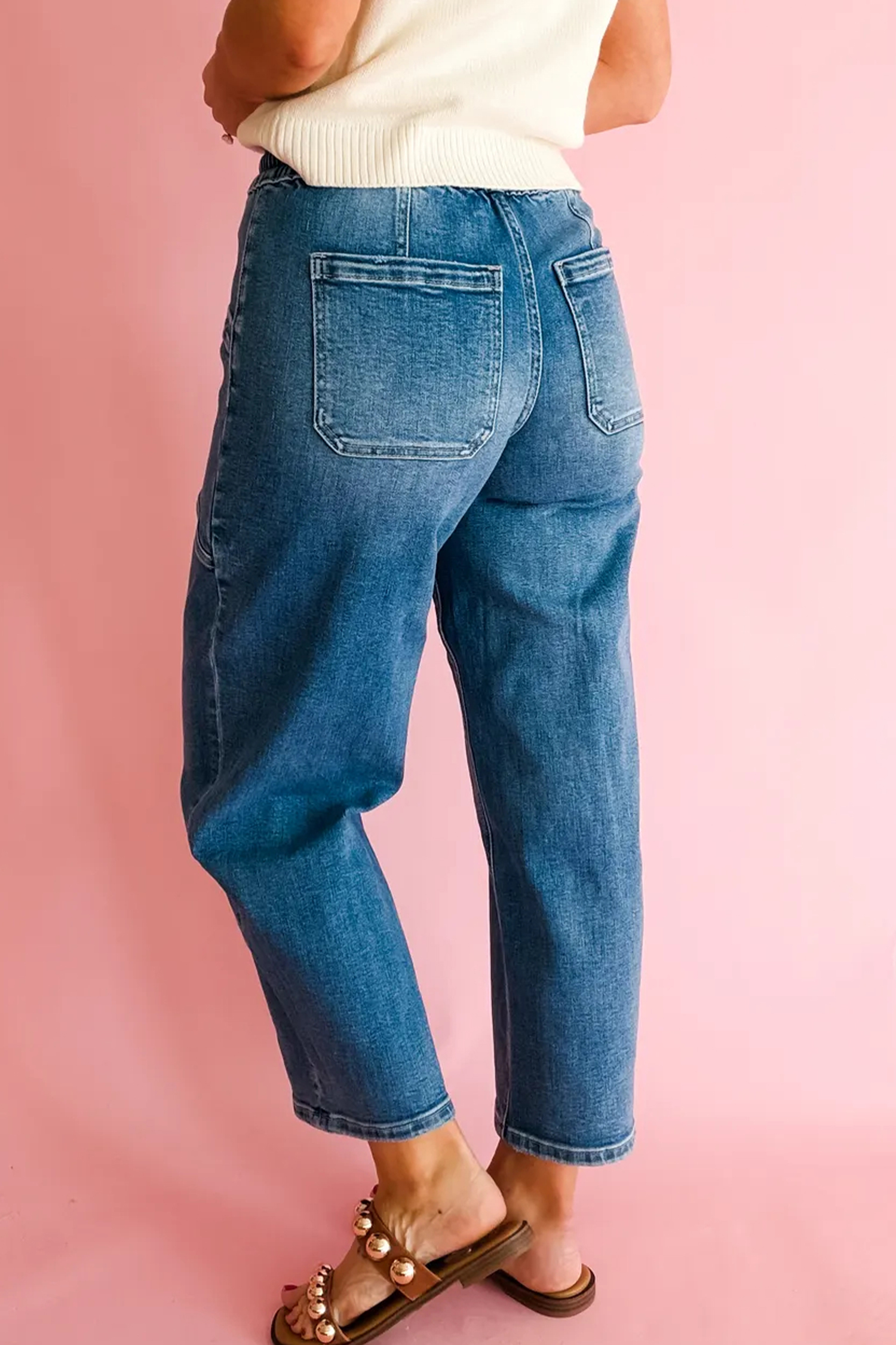 Ashleigh Blue Relaxed Fit Denim for Women - Comfortable Drawstring Waist Ankle Jeans - Detail View 2