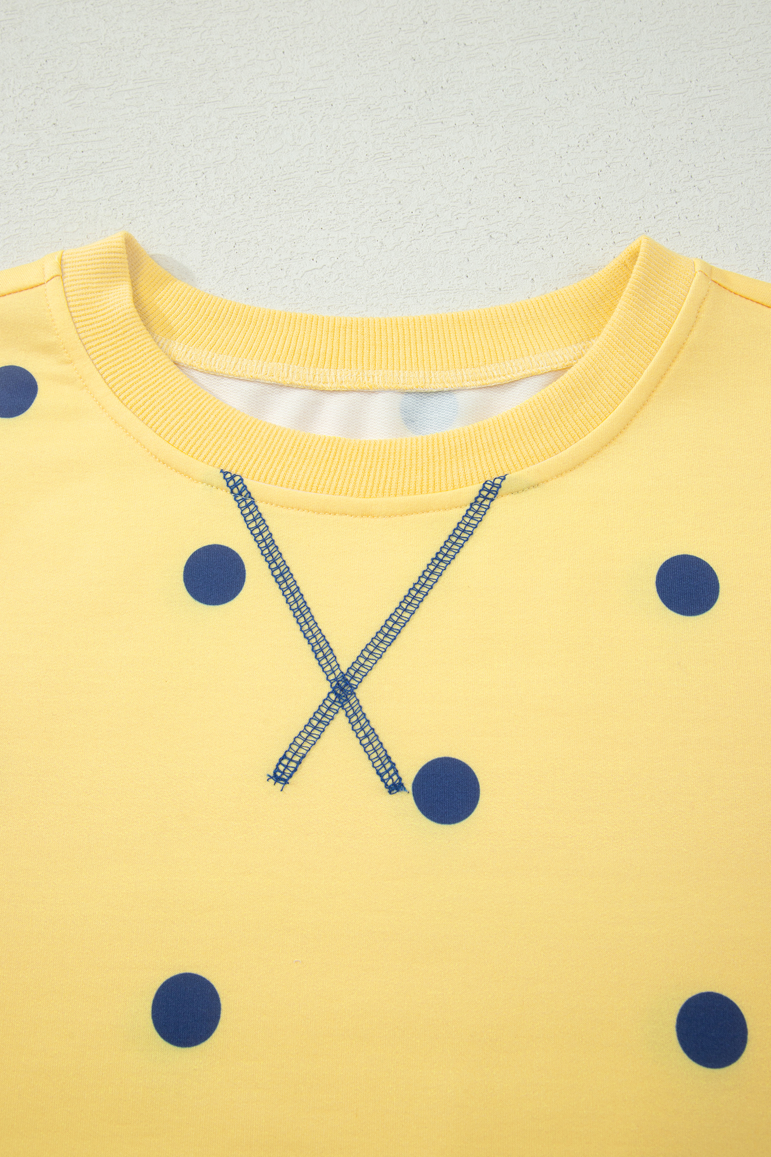 Women's Yellow Polka Dot Oversize Tee – Casual Short Sleeve Round Neck Top for Daily Wear - Detail View 10