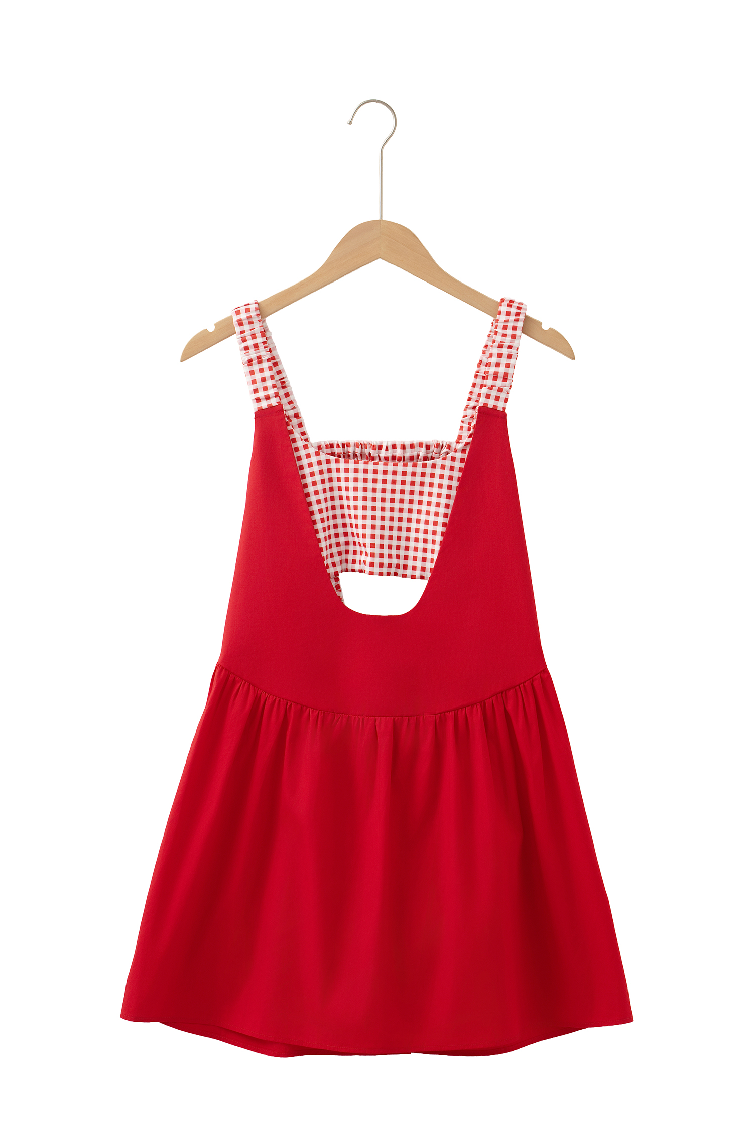 Women's Red Gingham Patchwork Dress – Summer Holiday Gift - Detail View 3