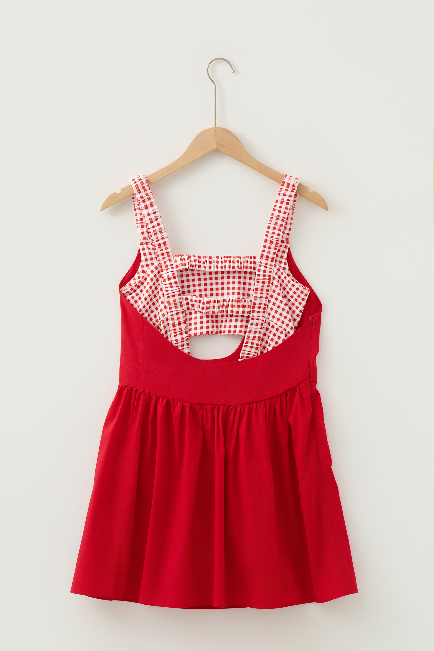 Women's Backless Plaid Patchwork Dress – Casual Mini Dress - Detail View 5