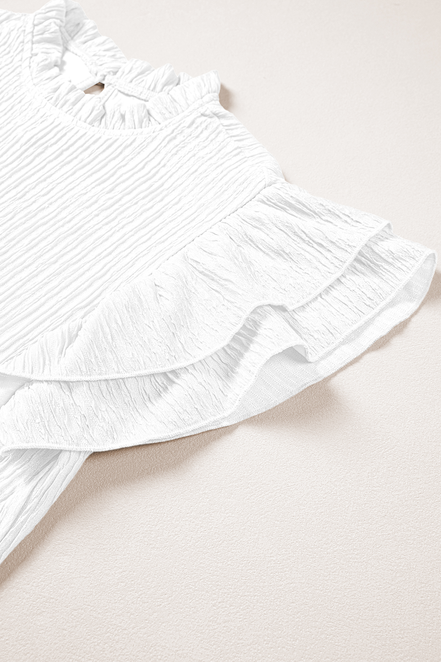 Women's Ruffle Sleeve White Top – Elegant Summer Blouse - Detail View 8