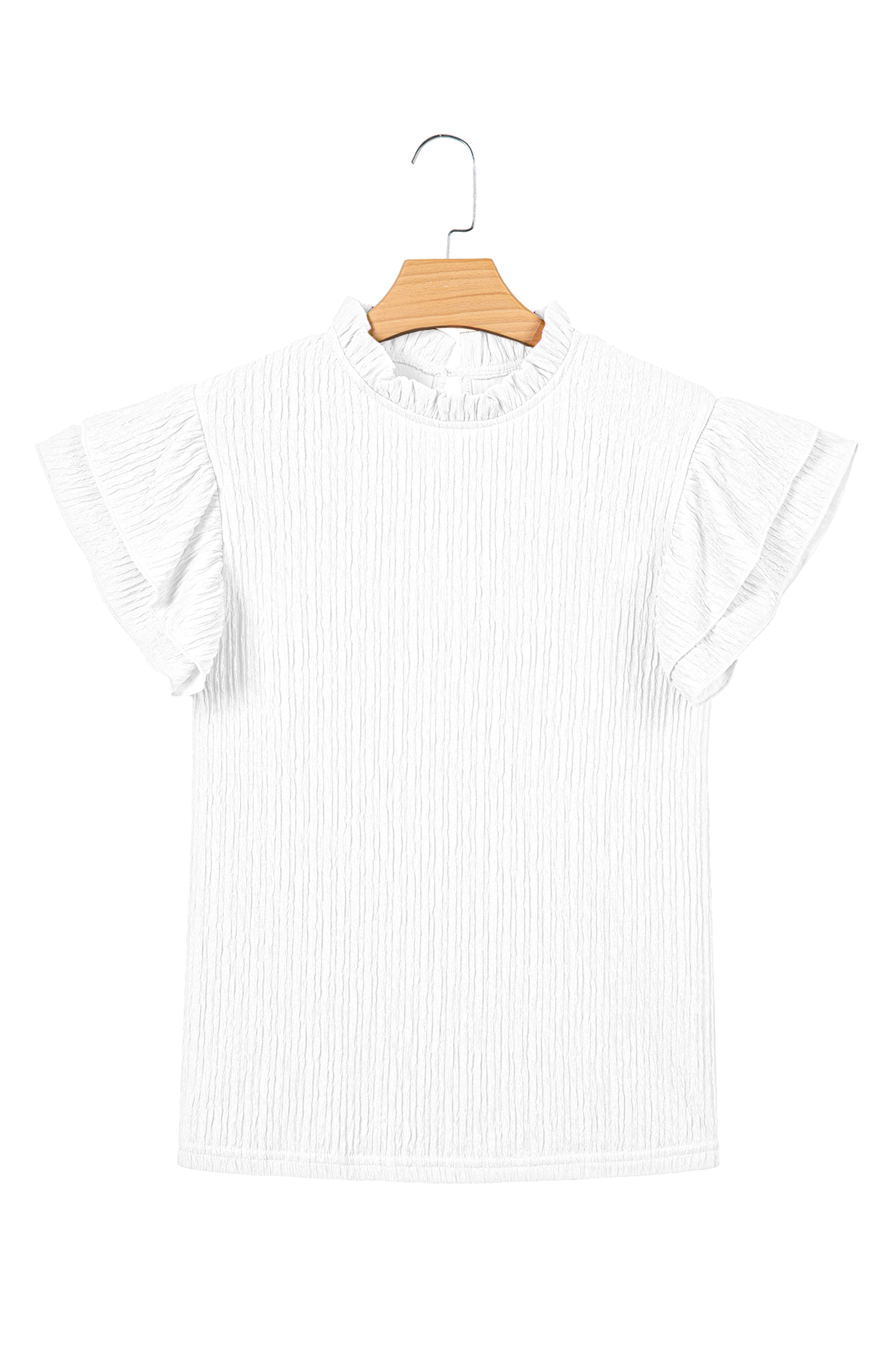 Women's Ruffle Sleeve White Top – Elegant Summer Blouse - Detail View 11