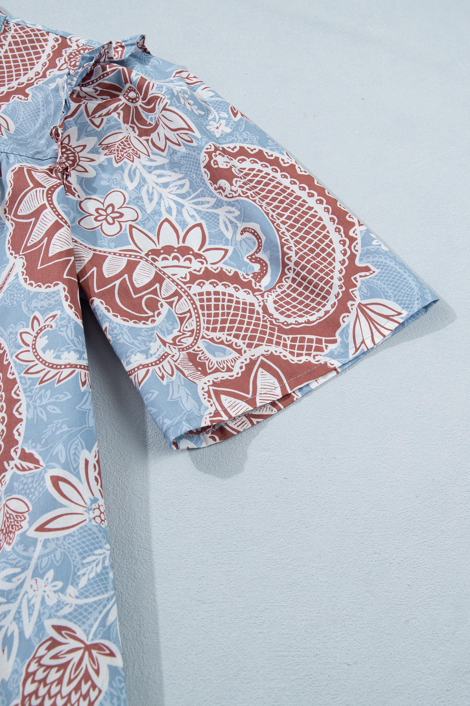 Women's Floral Button Down Shirt, Casual Short Sleeve Top - Detail View 8