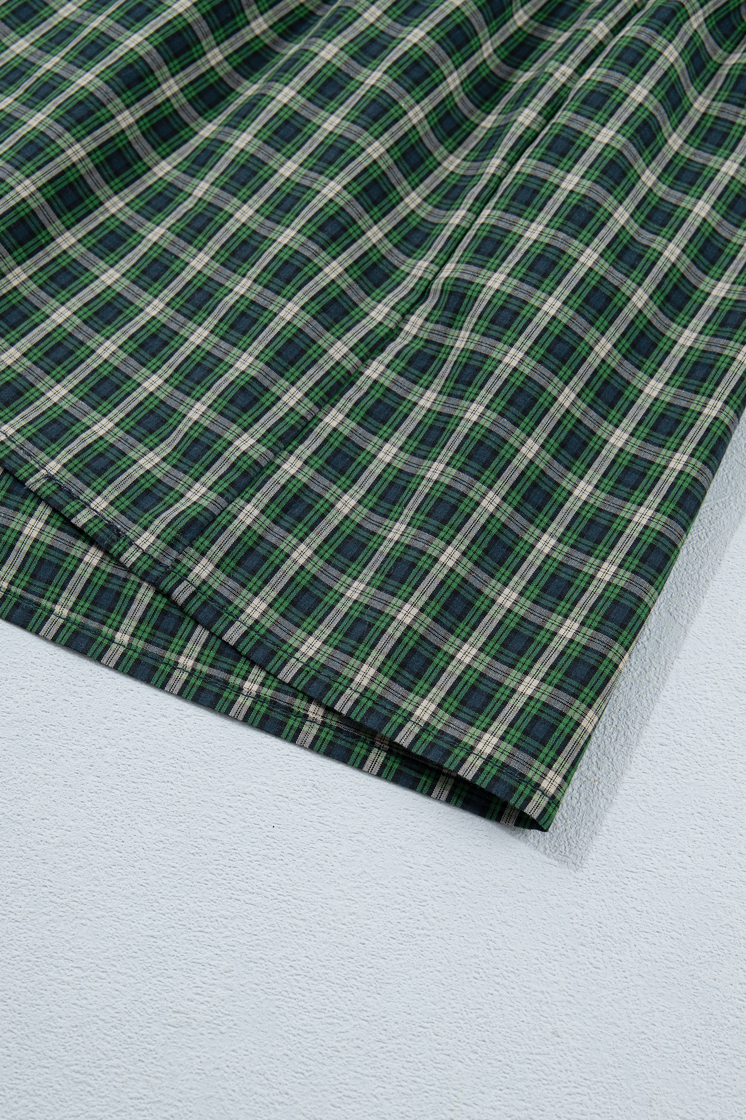 Women's Green Plaid Smocked Dress – Casual Square Neck Maxi - Detail View 10
