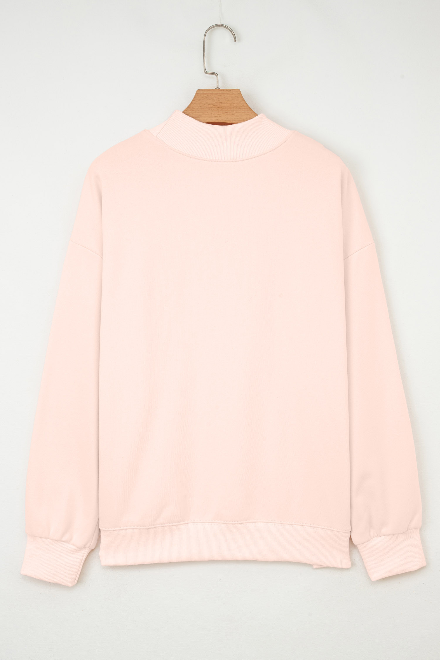 Graphic Mock Neck Sweatshirt, Apricot Pink Game Day Casual - Detail View 8