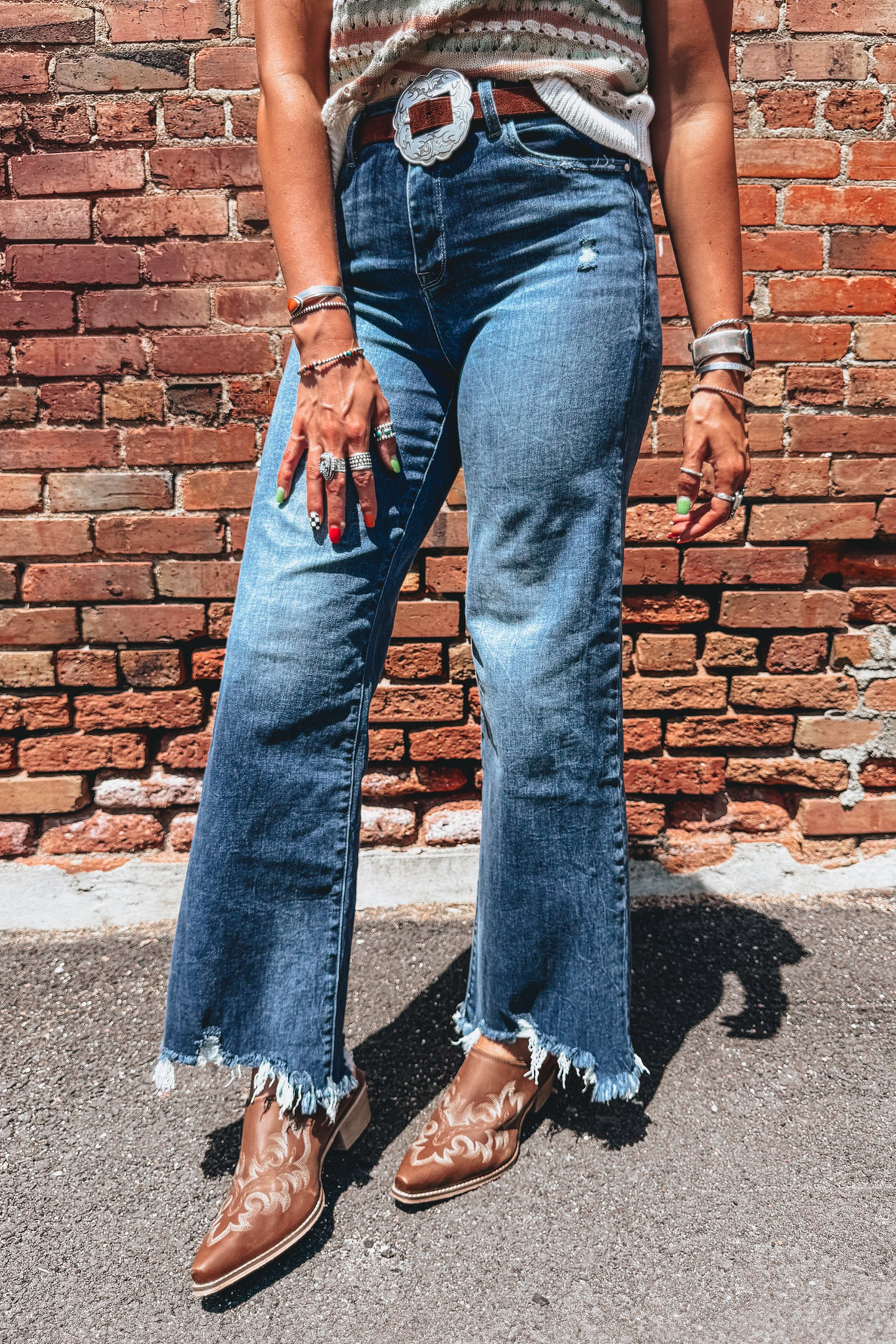 Western High Rise Wide Leg Jeans for Women, Ashleigh Blue - Detail View 8