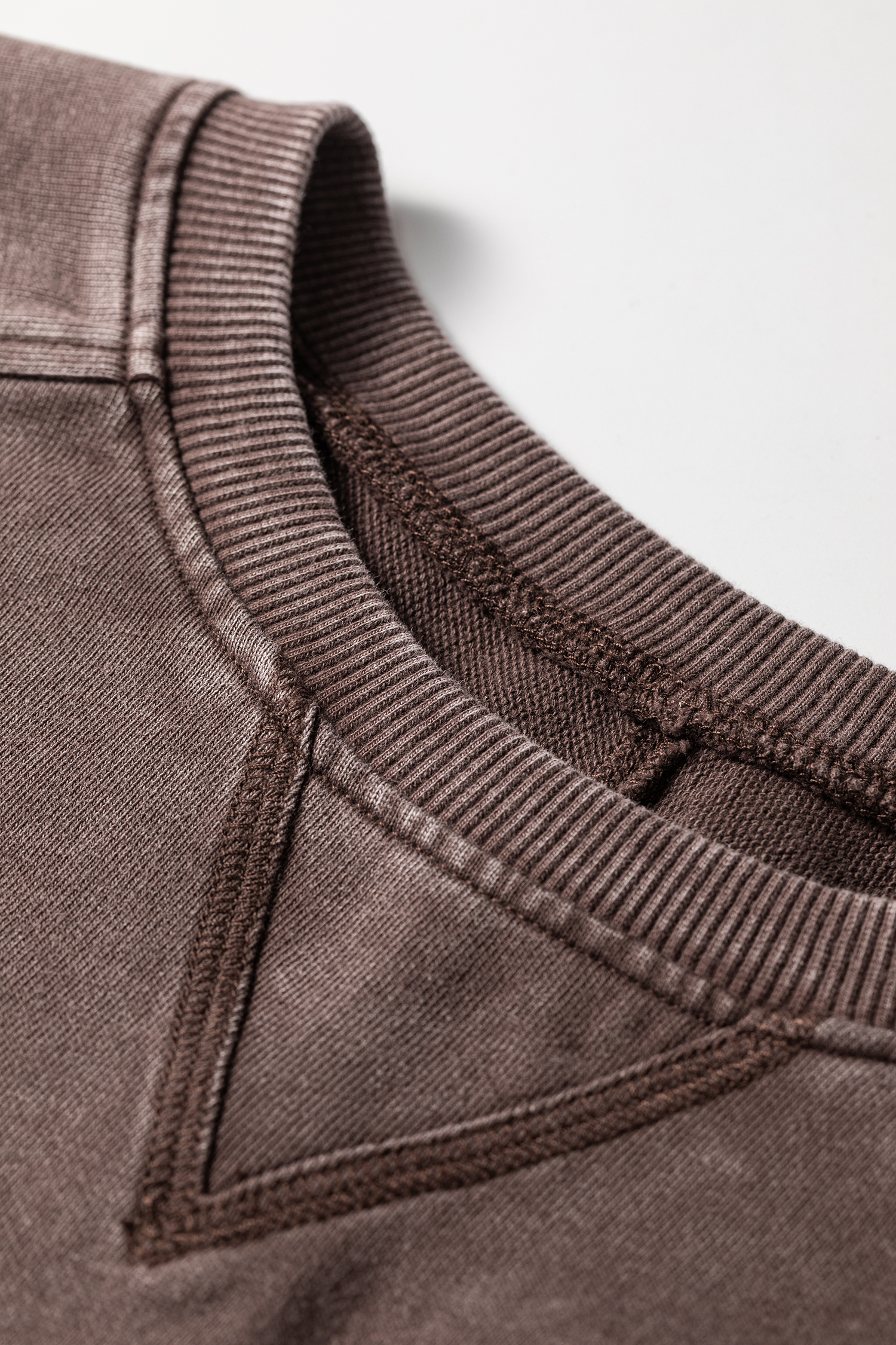 Women's Casual Cotton Top, Distressed Mineral Wash Crewneck - Detail View 9