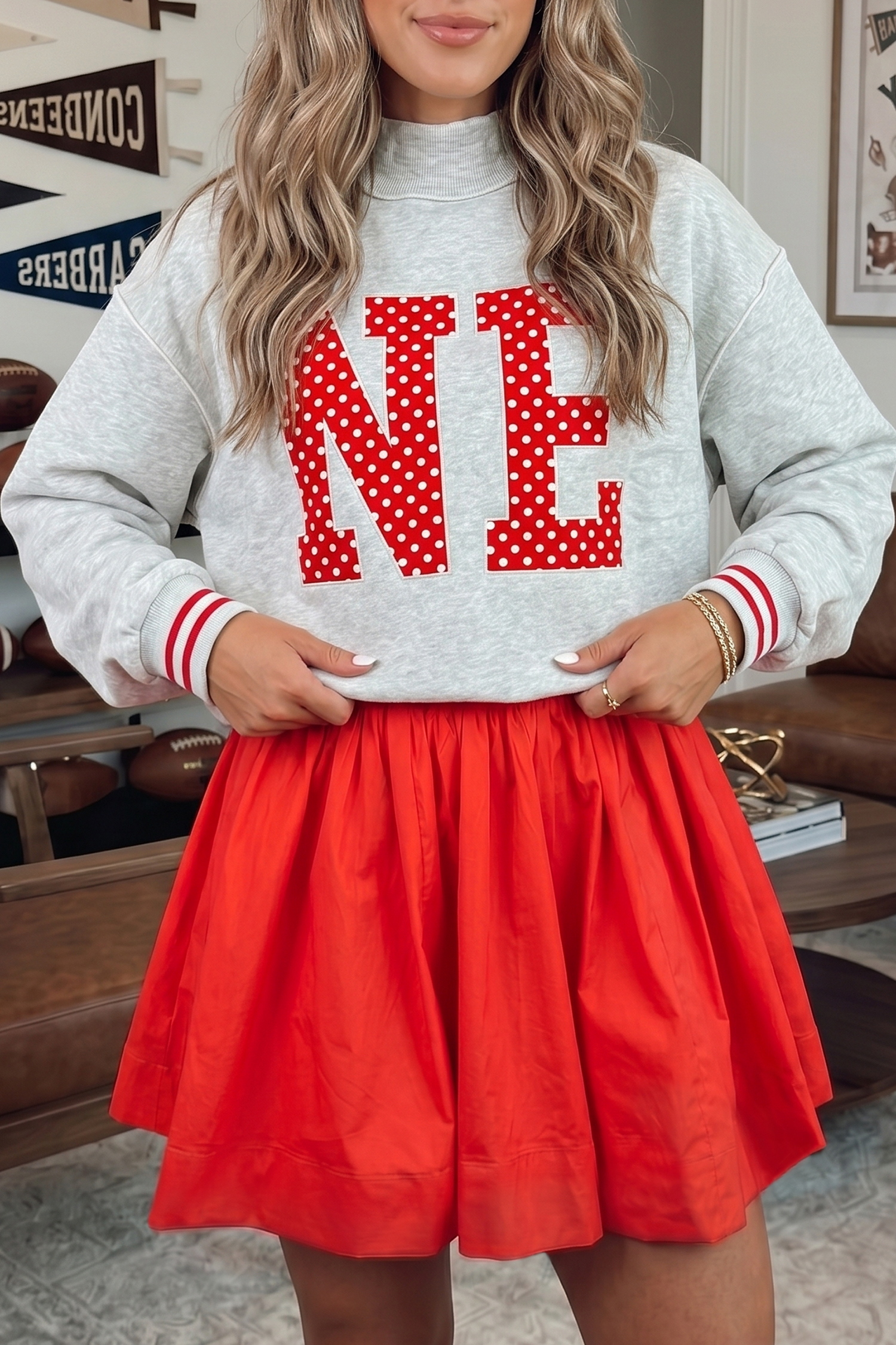 Women's Fit and Flare Dress, Casual U Neck Long Sleeve - Detail View 2