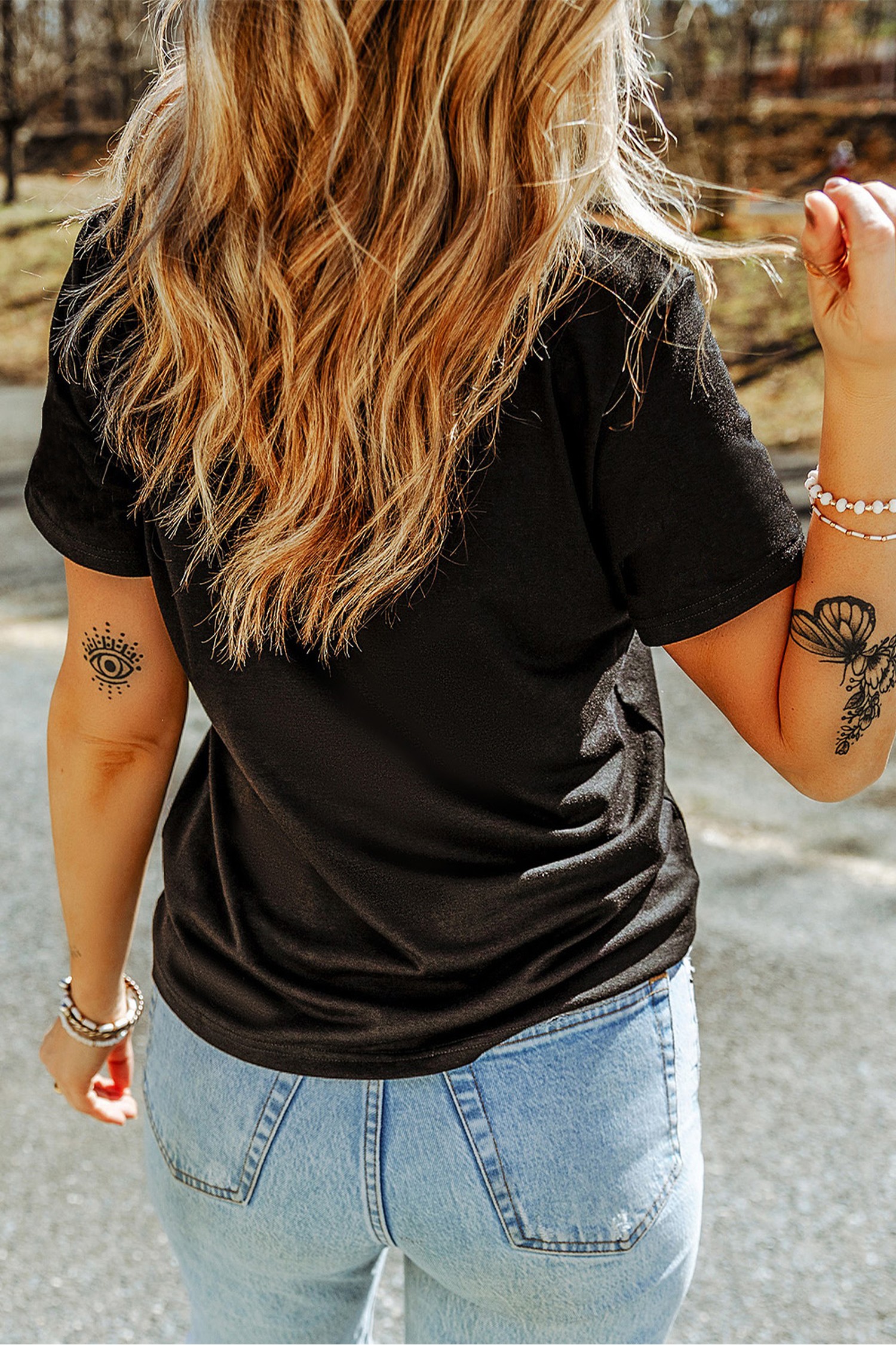Women's Cotton Blend Tee, Cozy Rhinestone Pumpkin Top - Detail View 6