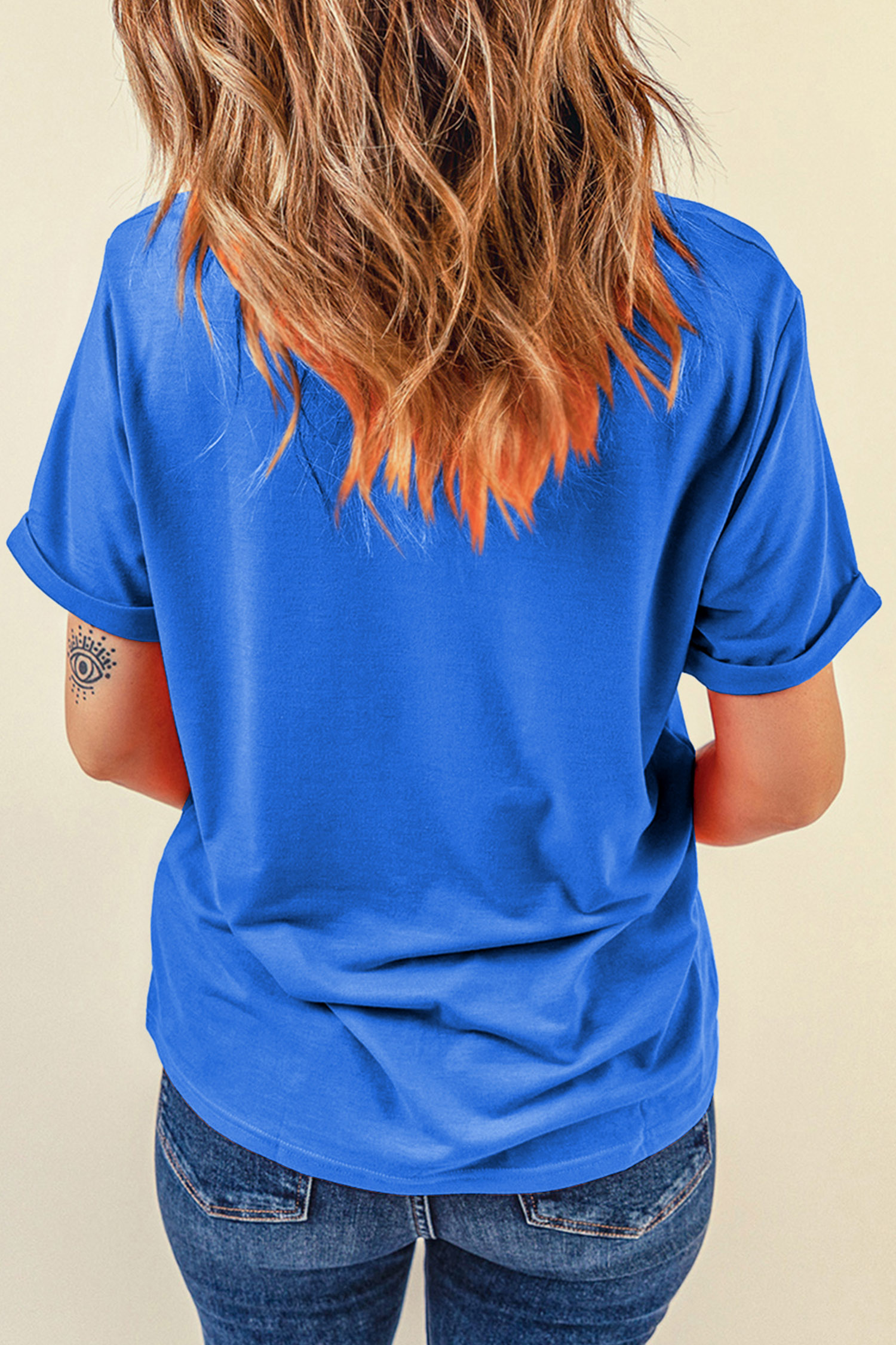 Women's Sporty Game Day T Shirt, Soft Cotton Blend Casual Top - Detail View 3