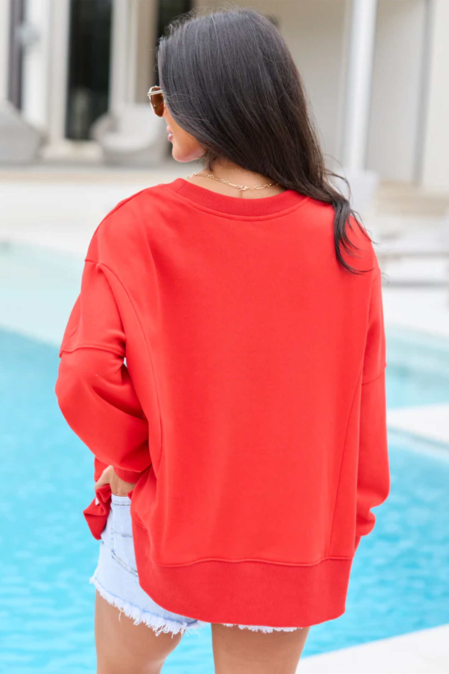 Women's Patriotic Star Sweatshirt, Festive Autumn Top - Detail View 8