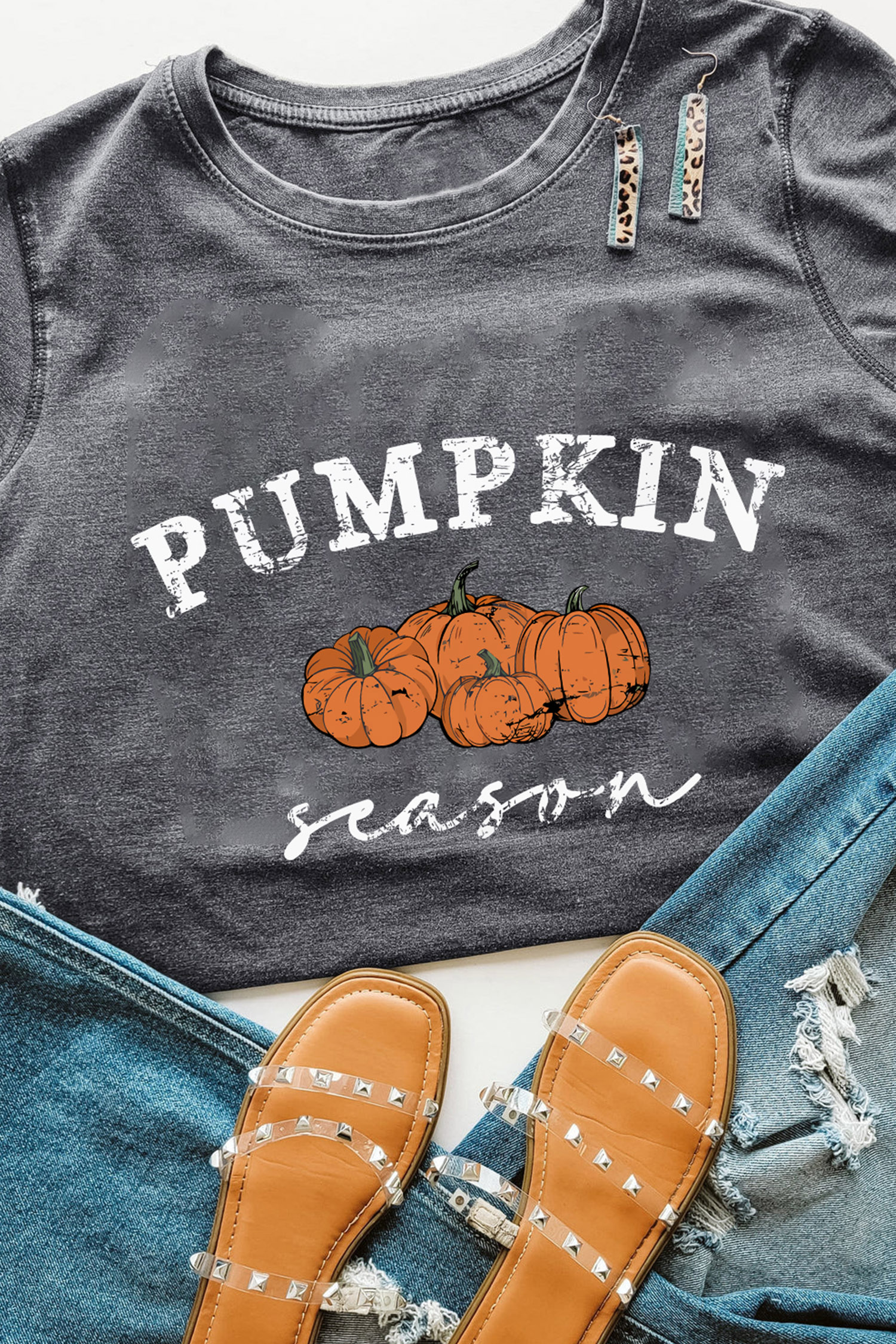 Soft Round Neck Graphic Tee, Women's Casual Daily Top - Detail View 9