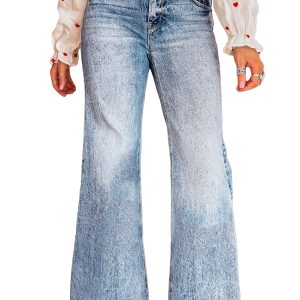 Women's Beau Blue High Waist Flare Jeans – Casual Denim - Main View