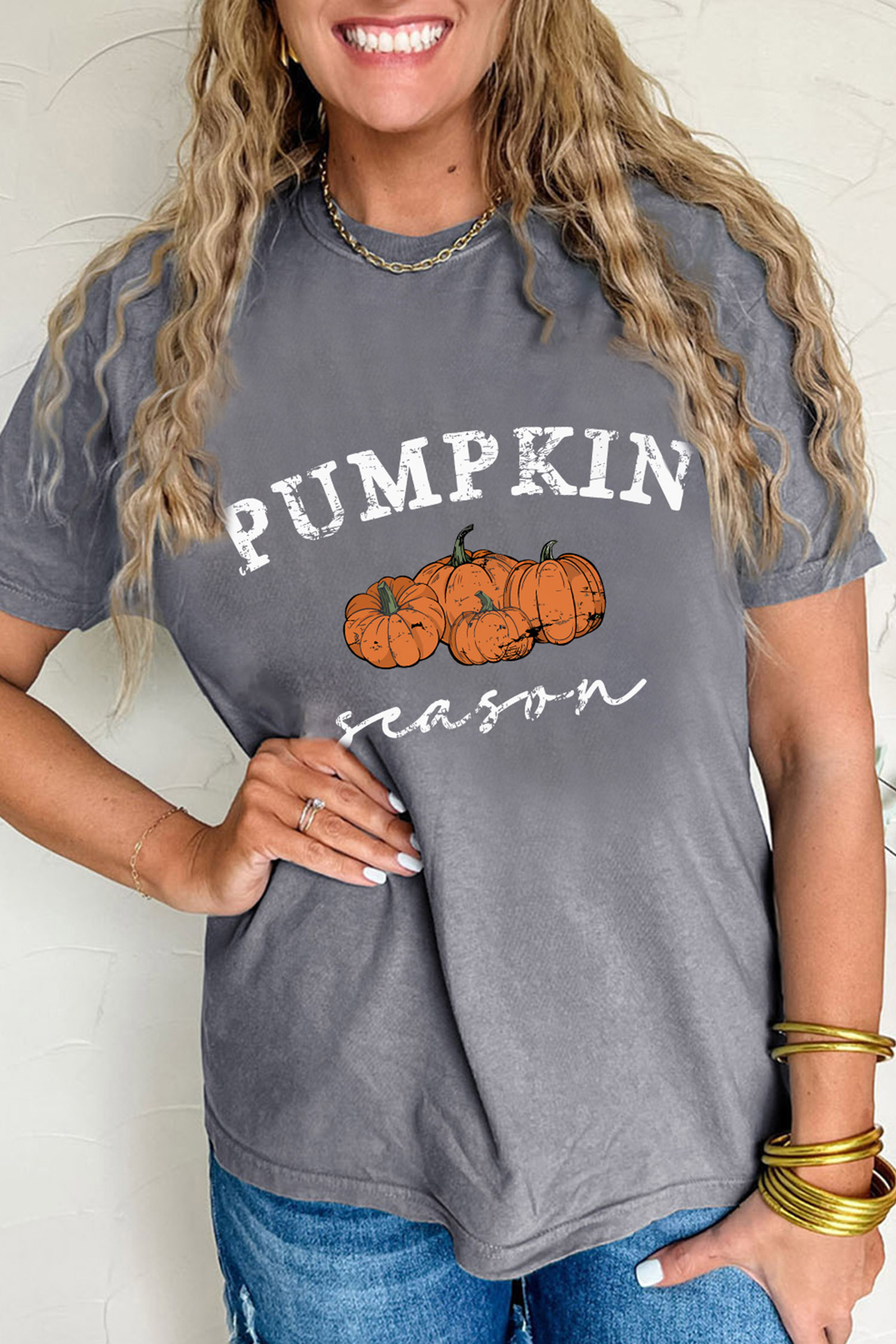 Graphic Pumpkin Season Shirt, Women's Summer Fall Top - Detail View 2