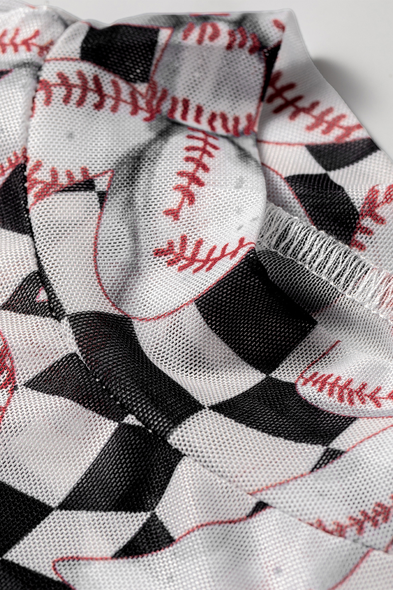 Womens Sheer Mesh Baseball Bow Top, Long Sleeve Stretch Fit - Detail View 6