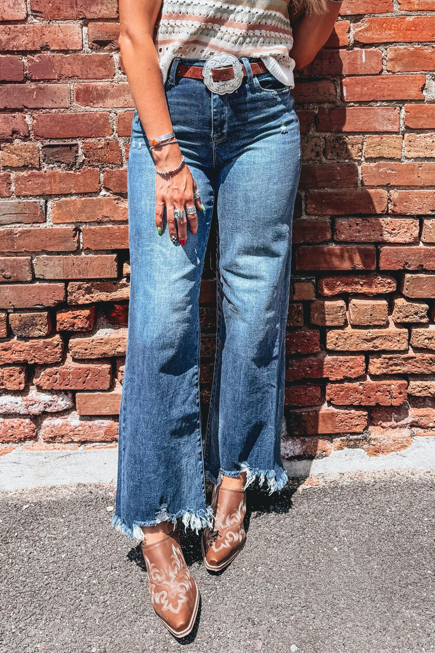 Western High Rise Wide Leg Jeans for Women, Ashleigh Blue - Detail View 11
