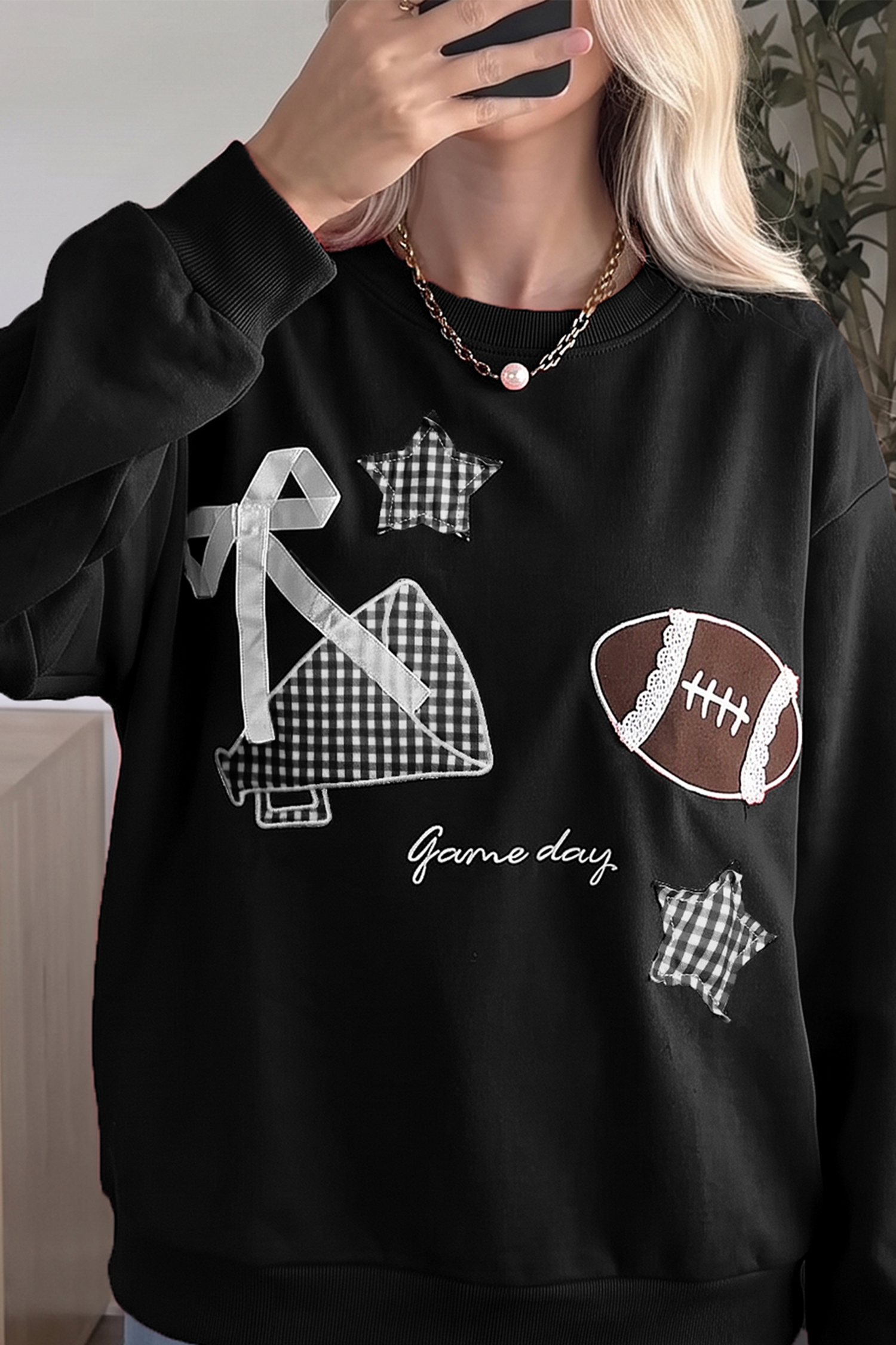 Women's Long Sleeve Sweatshirt, Cozy Cotton Blend Pullover - Detail View 3