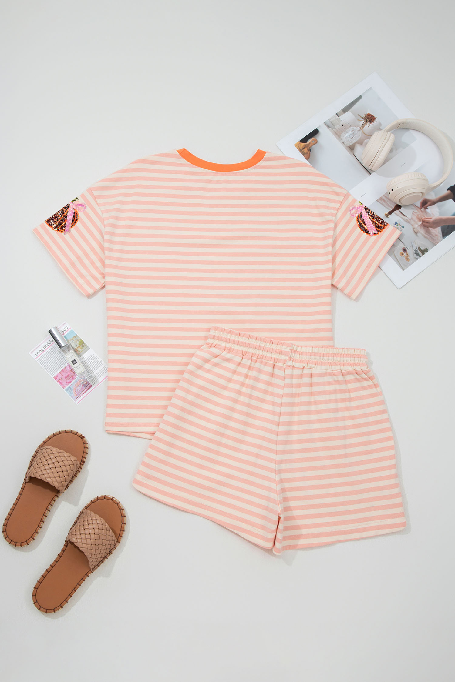 Cotton Graphic Two Piece Set, Comfy Women's Summer Wear - Detail View 6