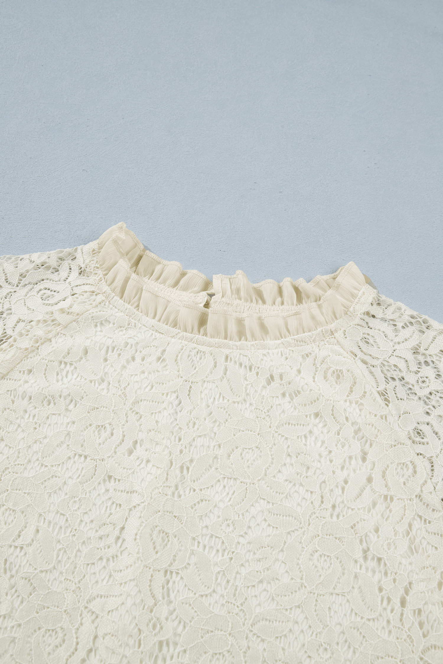 Elegant White Lace Blouse for Women – Spring Long Sleeve - Detail View 11