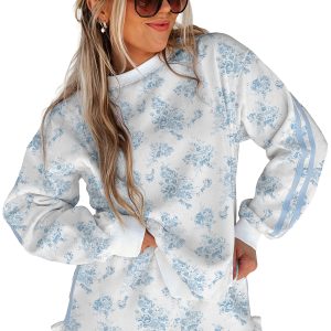 Women's Floral Long Sleeve Top & Shorts 2pc Lounge Set - Main View